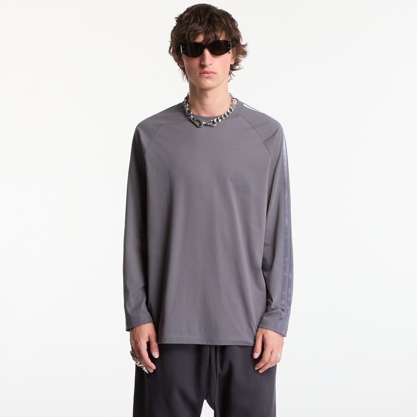 T-shirt Y-3 Oversized Gradient Stripes Long Sleeve T-Shirt UNISEX Grey Five XL