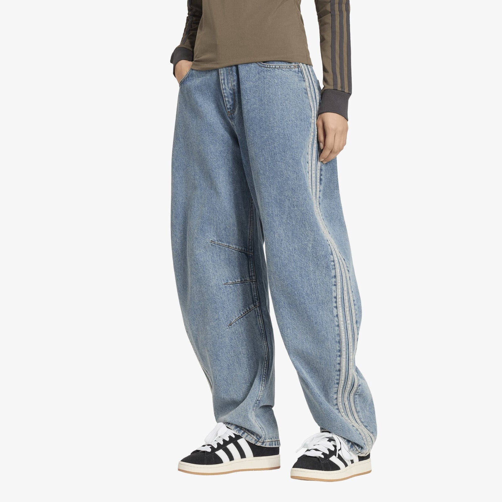 Pants adidas High Rise Barrel Leg Denim Jeans Worn Blue Denim 26/32