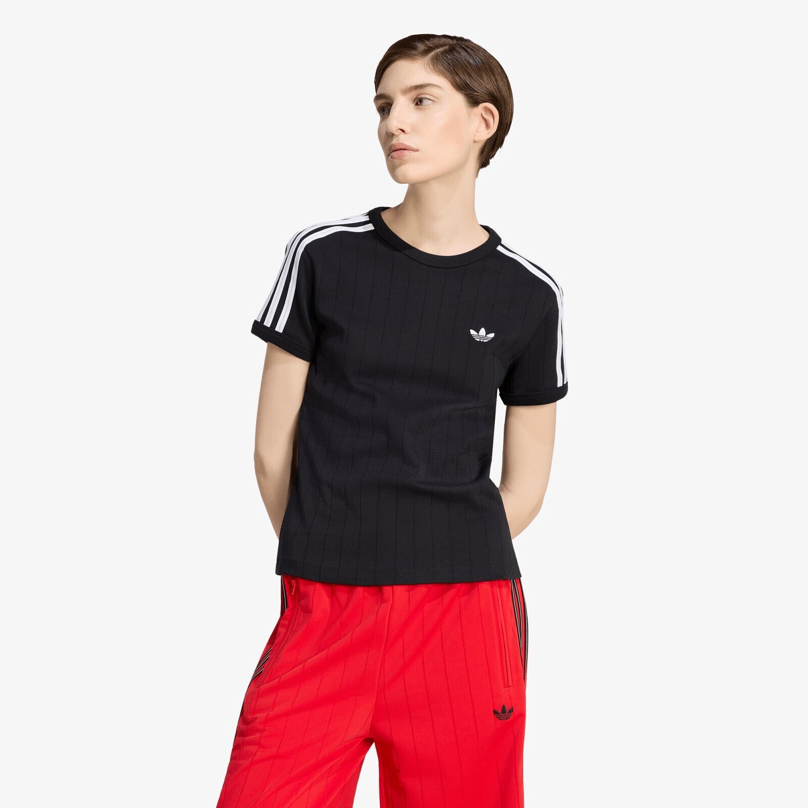 T-shirt adidas Pinstripe Short Sleeve Slim Tee Black/ White/ Grey Two M