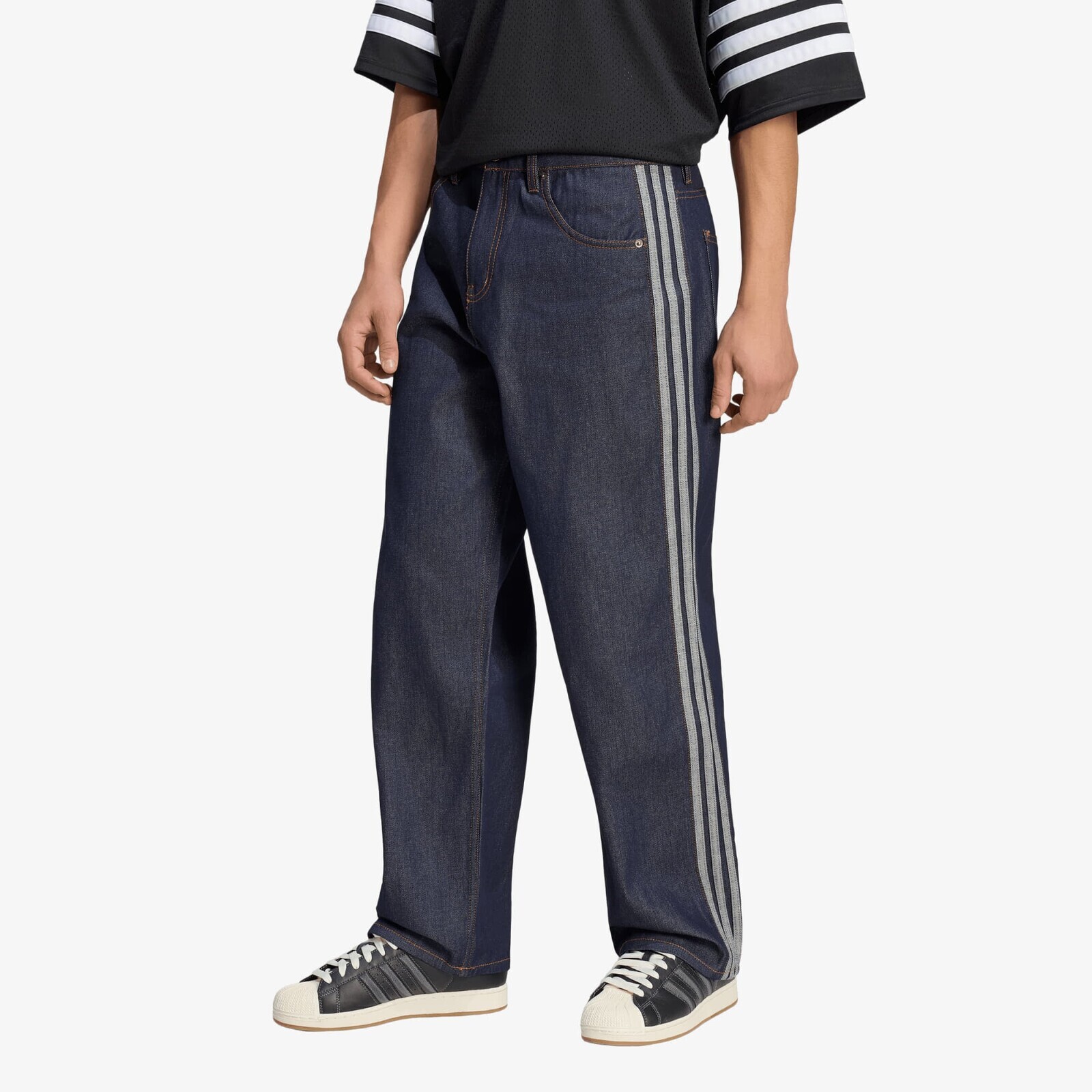 Jeans adidas Firebird Adicolor Denim Jeans Mid-rise Straight Leg Indigo Denim 36