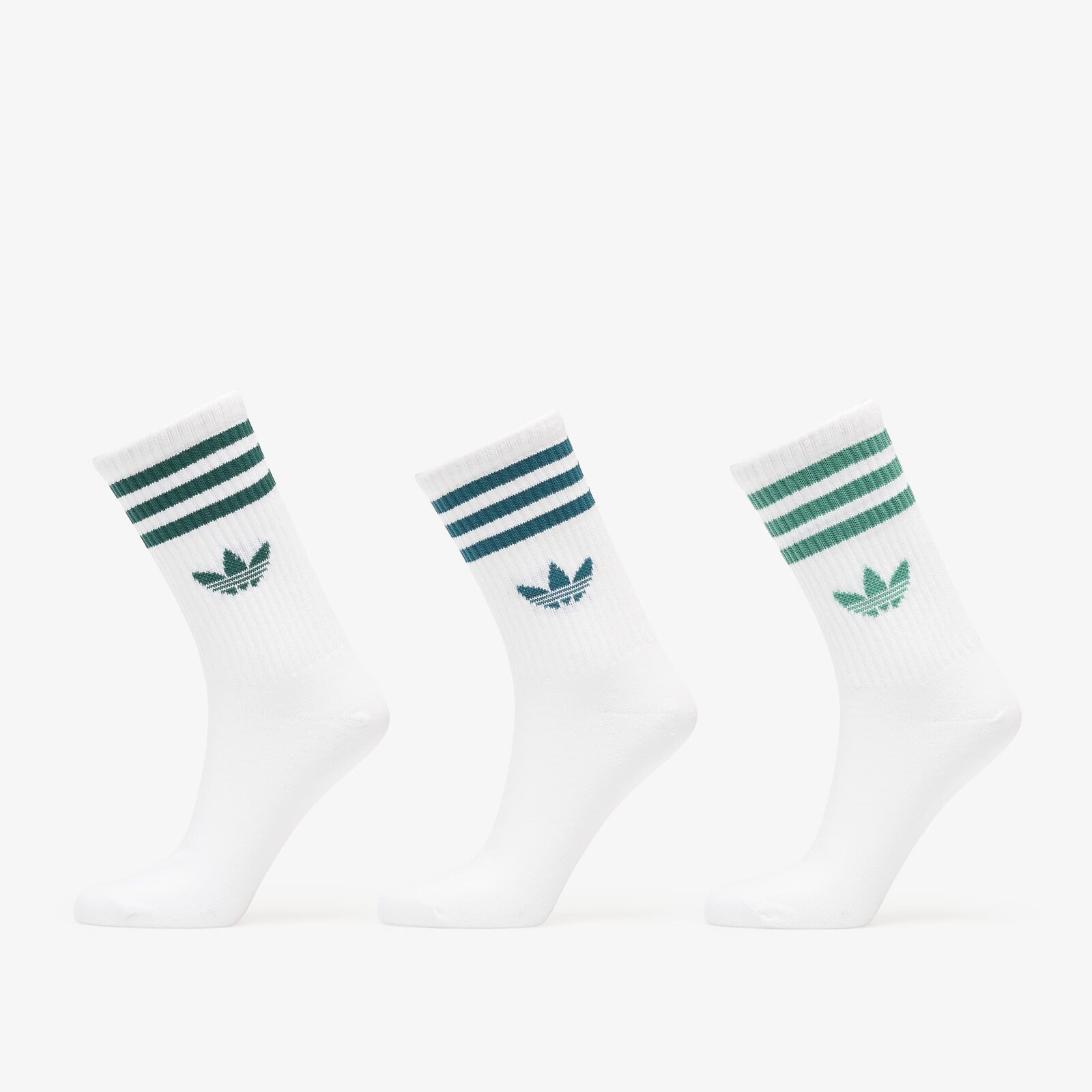 adidas 3 Stripes Crew Socks 3 Pairs White/ Rich Green/ Collegiate Green M