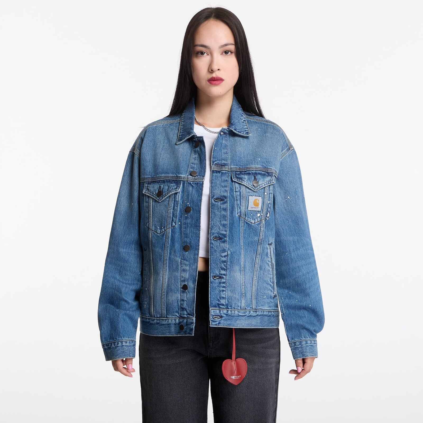Jacket Carhartt WIP Helston Jacket UNISEX Blue Destroy Wash, Splatter XL