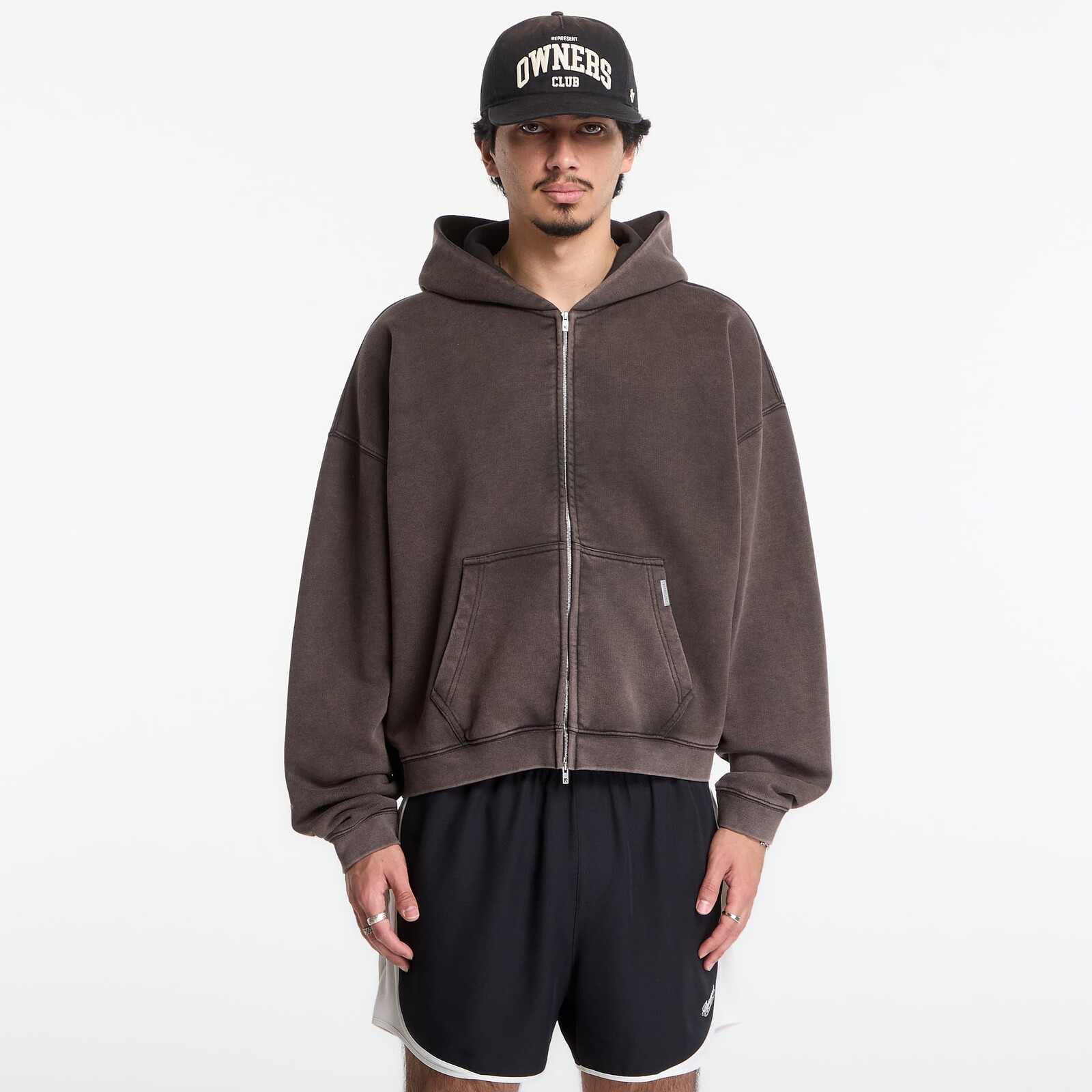 Sweatshirt Represent Initial Boxy Zip Through Hoodie UNISEX Coffee XXL