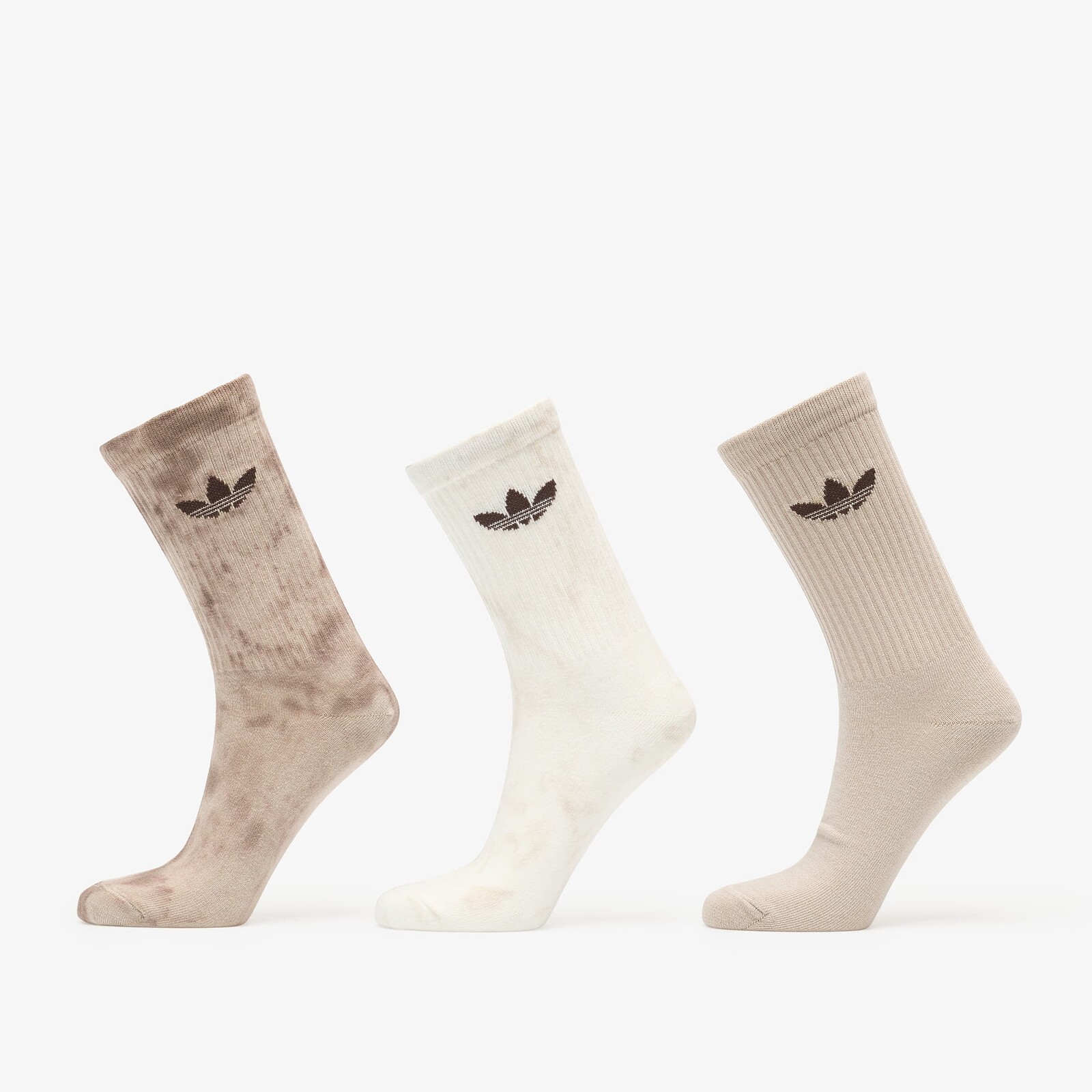 adidas Tie Dye Crew Socks 3 Pairs Off White/ Wonder Beige/ Dark Brown L