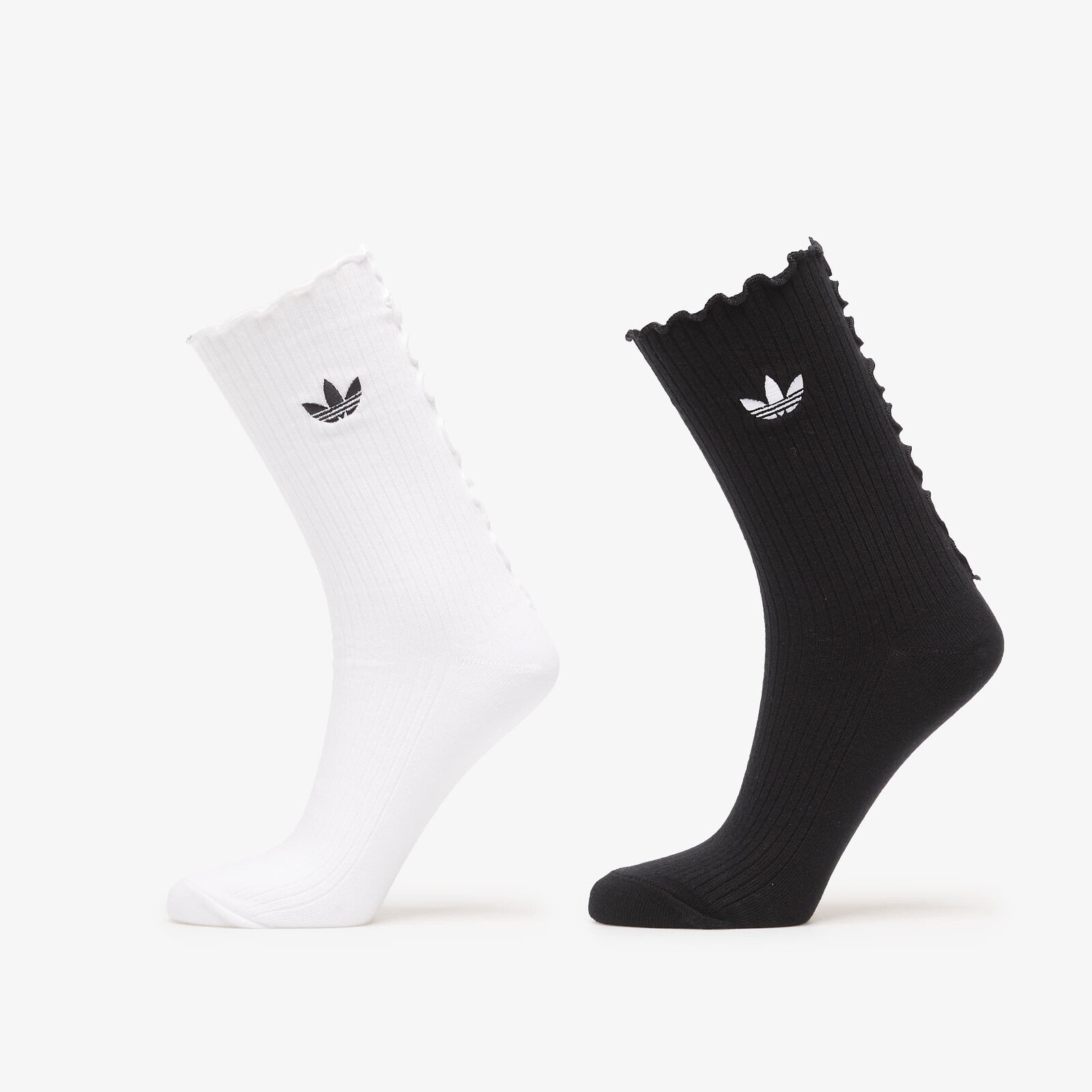 adidas Ruffle Crew Socks 2 Pairs Black/ White XS