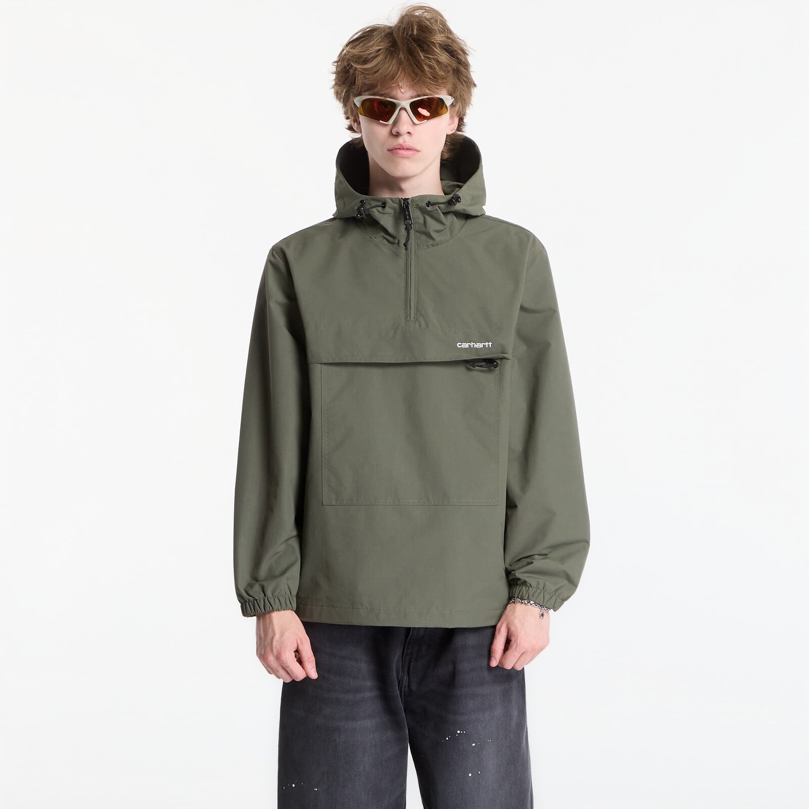 Jacket Carhartt WIP Windbreaker Pullover UNISEX Leaf/ White L