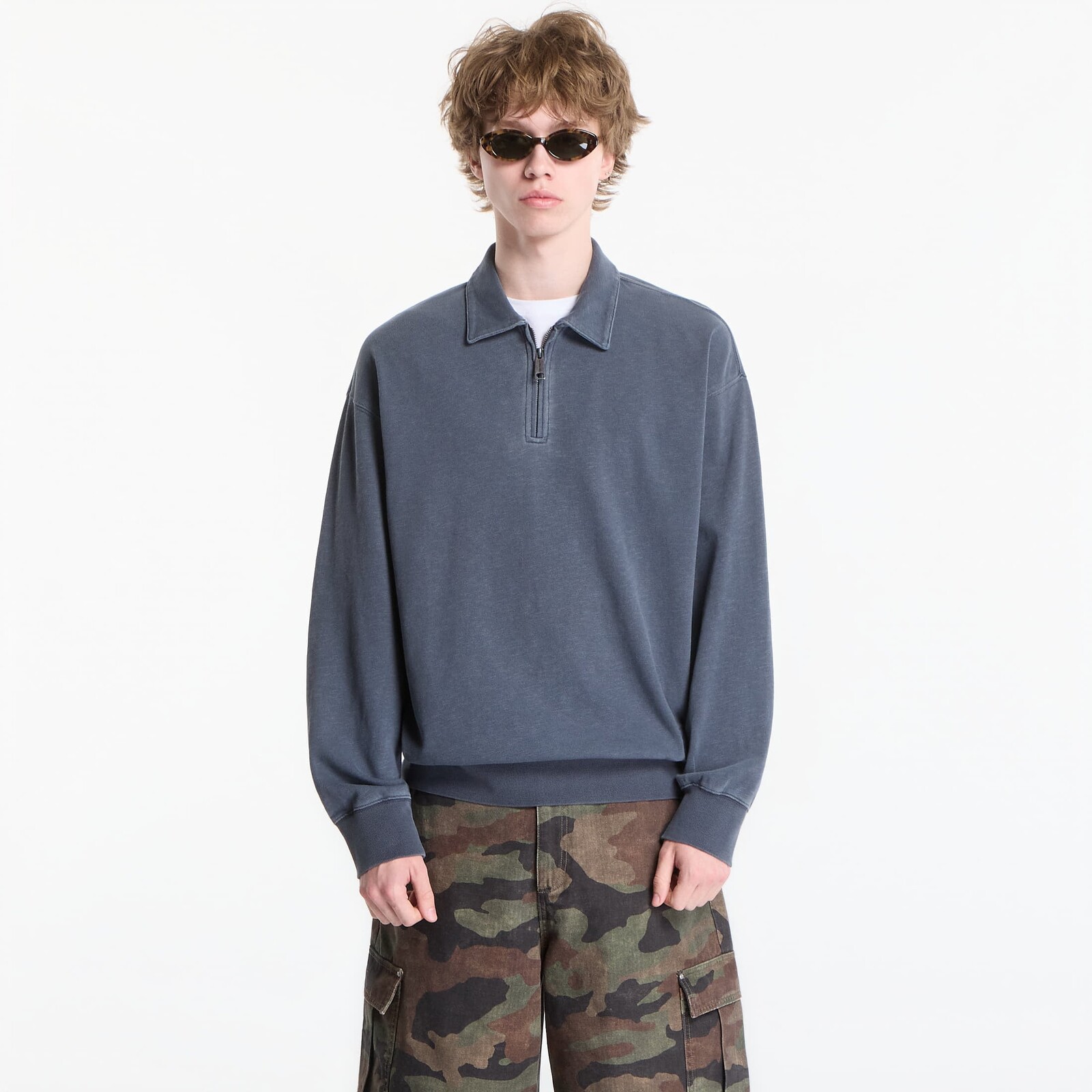 T-shirt Carhartt WIP Harper Polo UNISEX Carbon Garment Dyed M