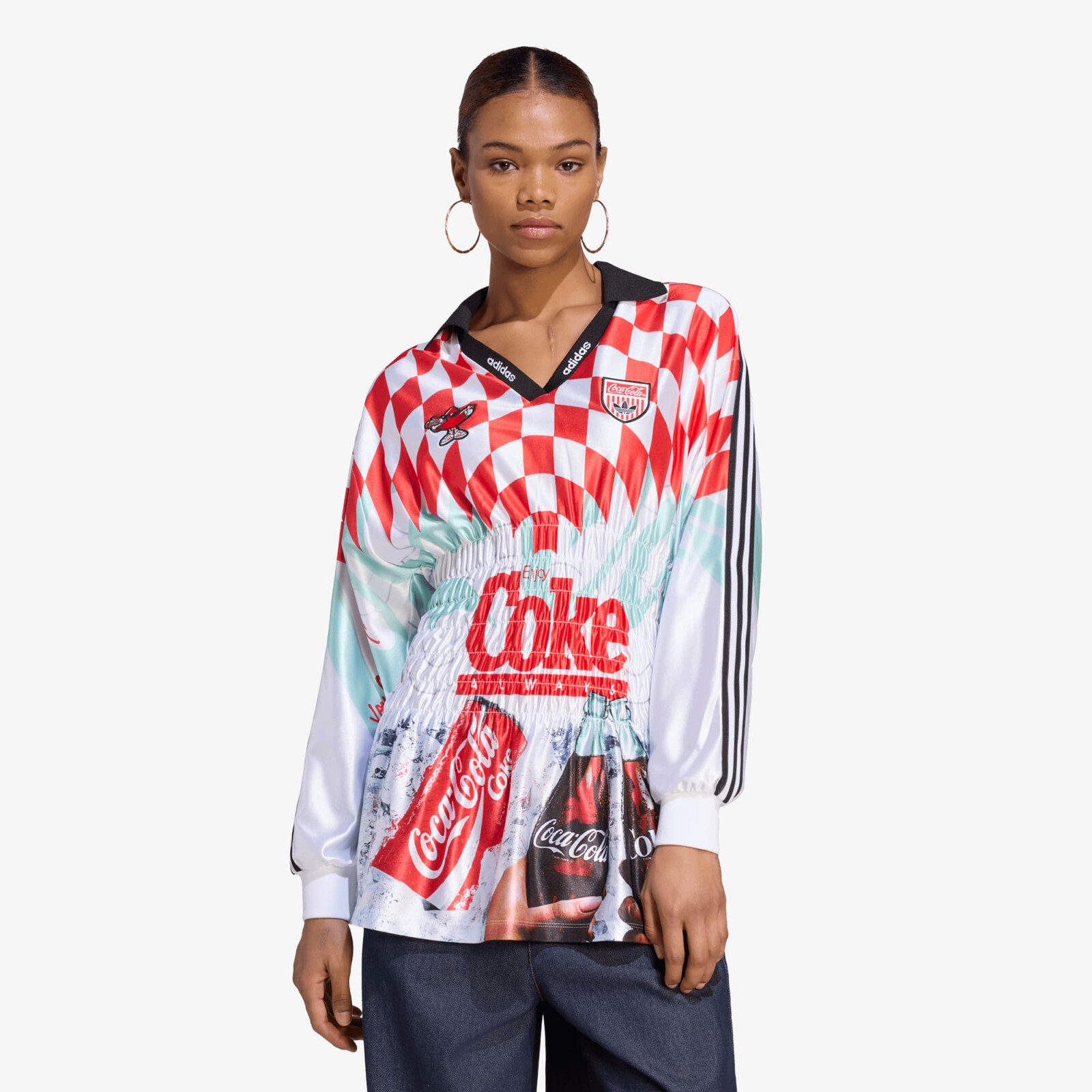 adidas x Coca Cola Mash Up Smocked Jersey White/ Multicolor L