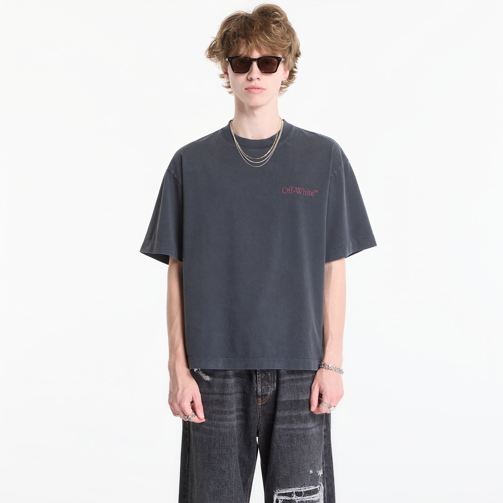 T-shirt Off-White Cut Here Arrow Skate Tee UNISEX Fade Out Black/ Port Royal M