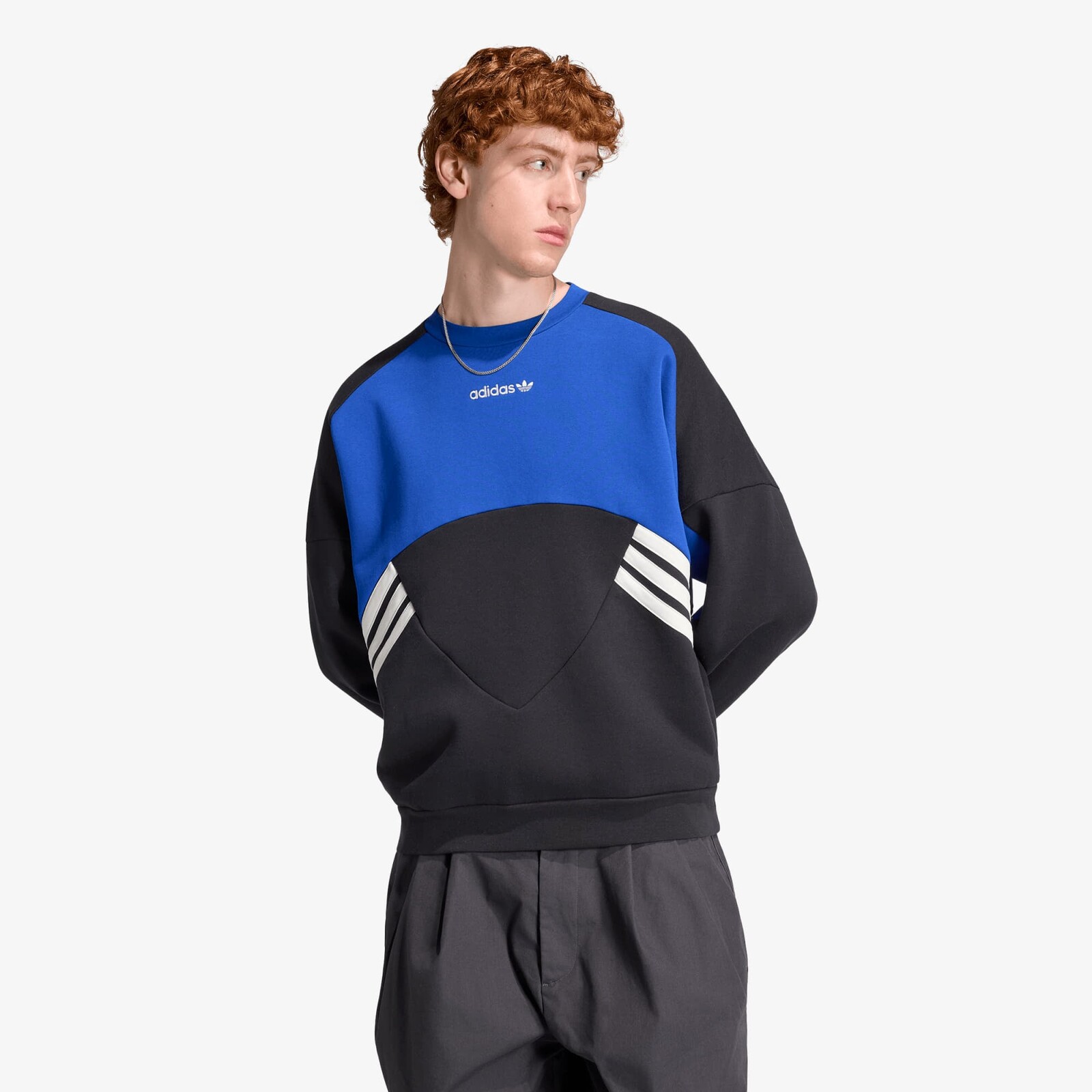 Sweatshirt adidas Cutline Crewneck Sweatshirt Black/ Team Royal Blue S