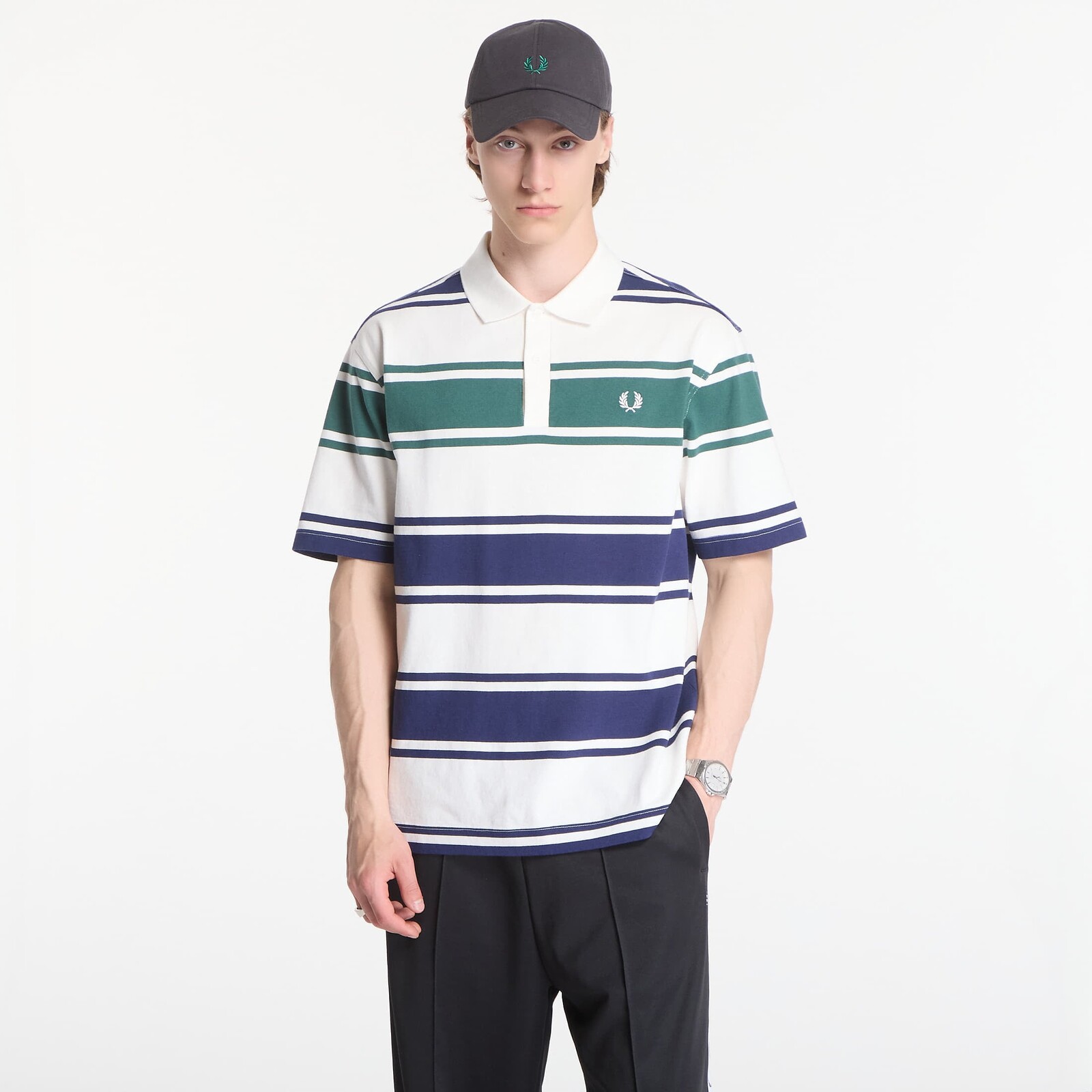 T-shirt Fred Perry Relaxed Striped Polo Shirt Beige M