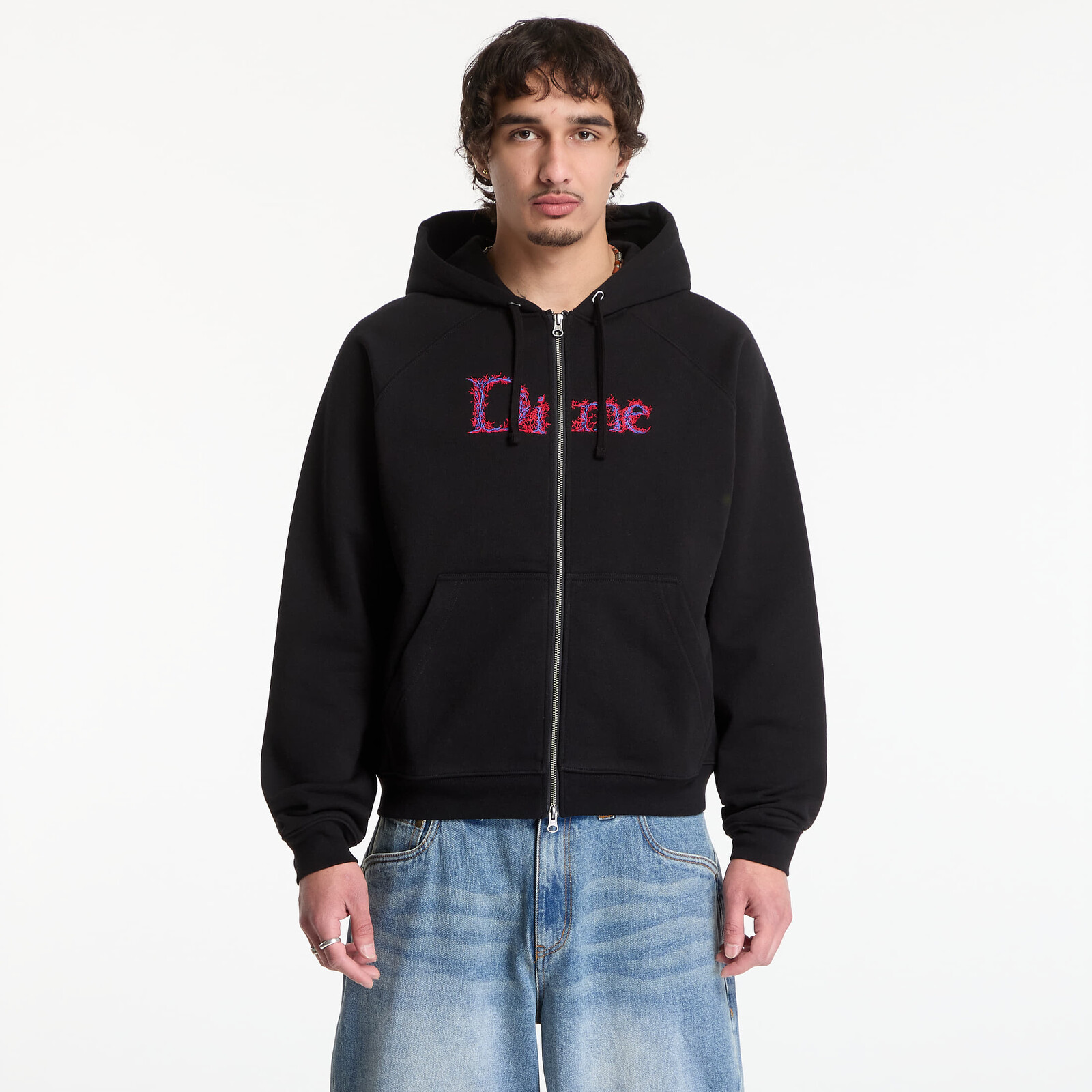 Sweatshirt Dime Classic Veins Zip Hoodie UNISEX Black M