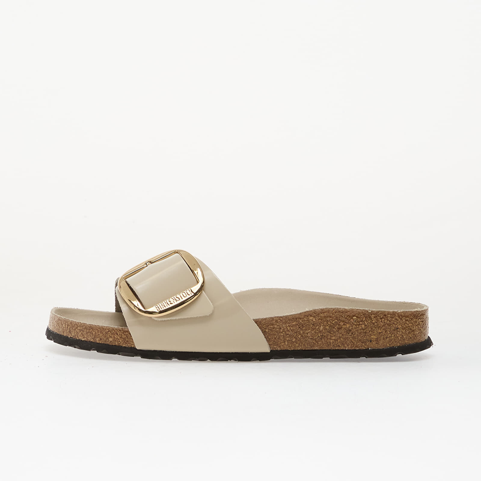 Sneakers Birkenstock Madrid Big Buckle Natural Leather Patent Women High-Shine Oyster UK 4.5