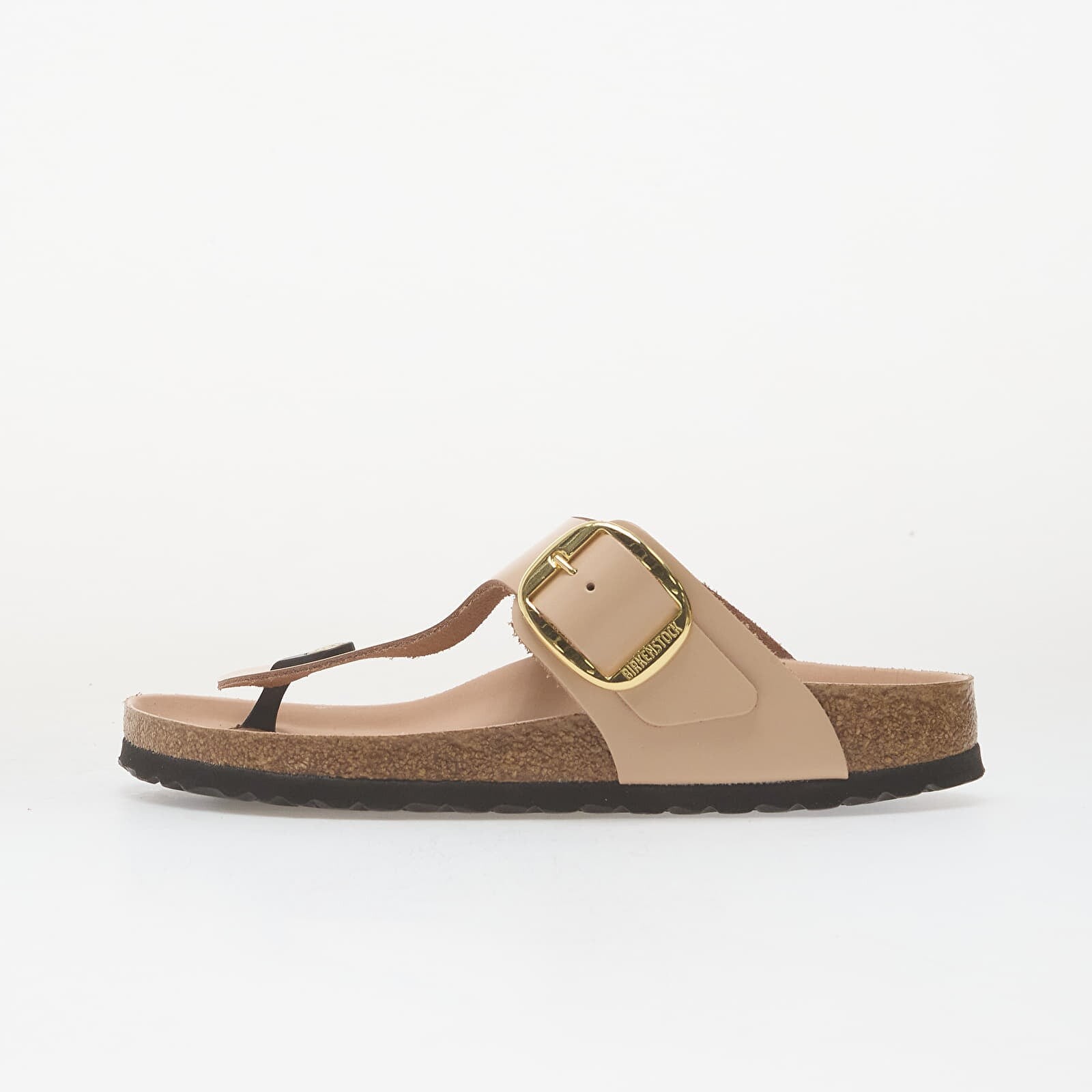 Sneakers Birkenstock Gizeh Big Buckle Natural Leather Patent Women High-Shine New Beige UK 3.5