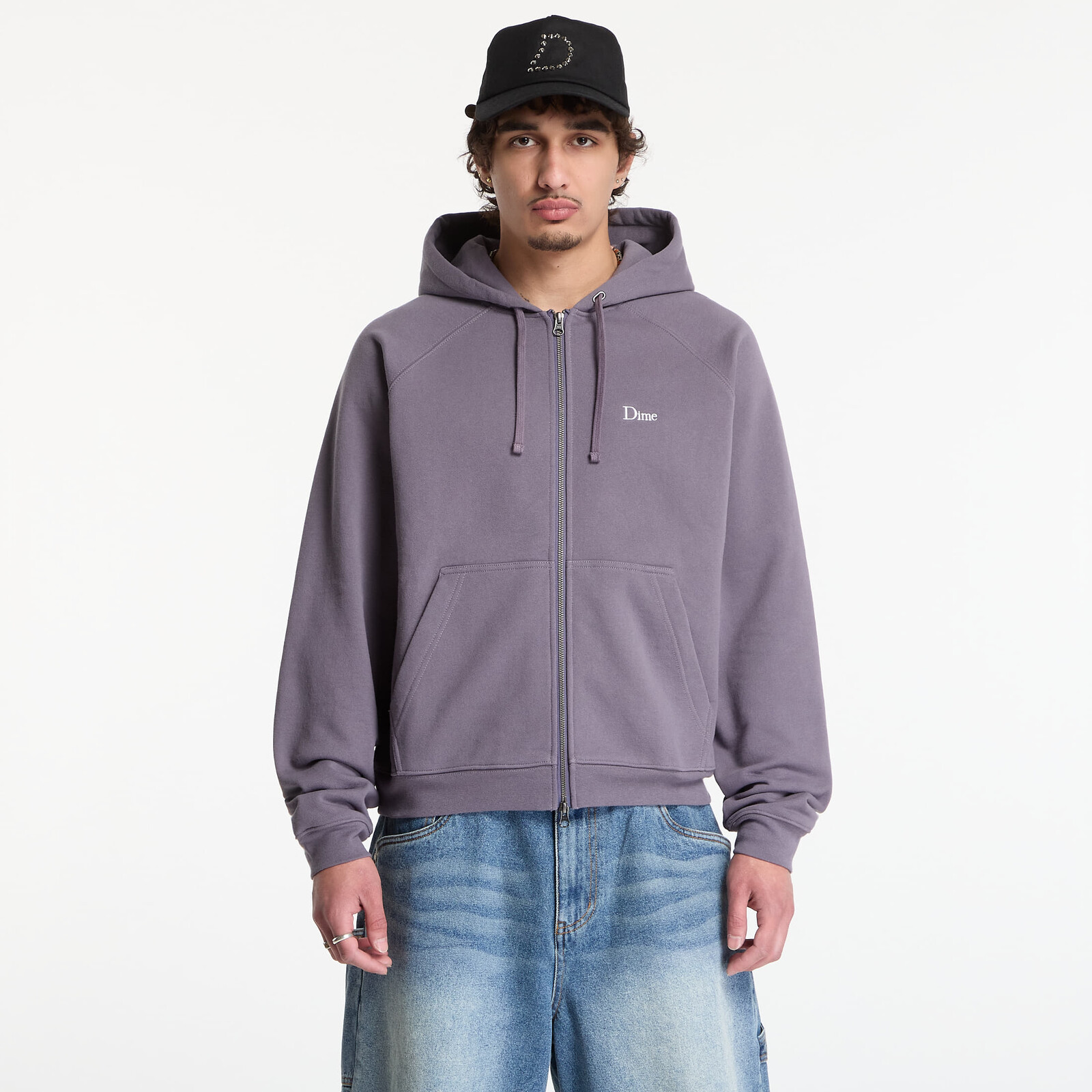Sweatshirt Dime Classic Small Logo Zip Hoodie UNISEX Charcoal Grape L