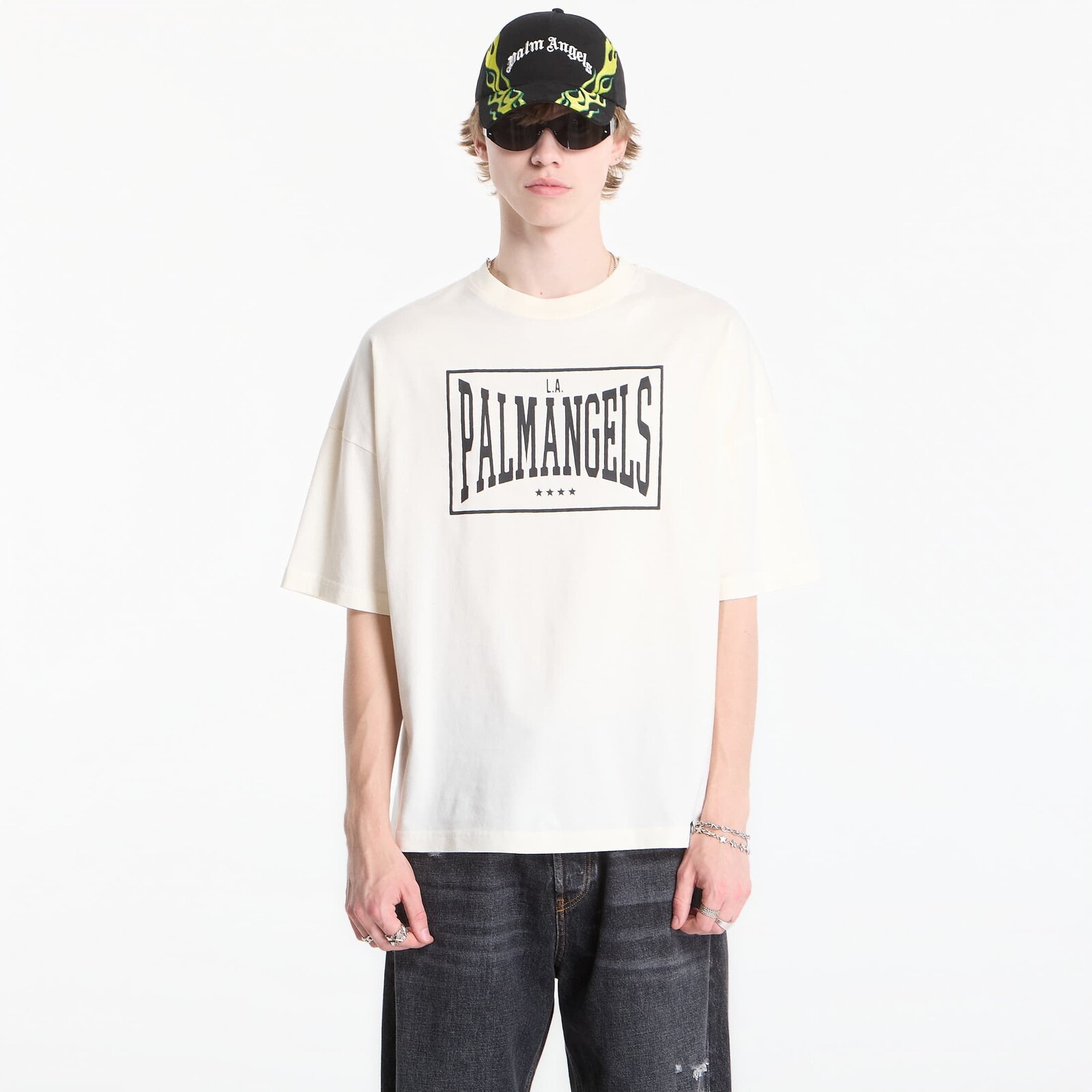 T-shirt Palm Angels Vintage Box Logo Loose Tee Off White/ Black S