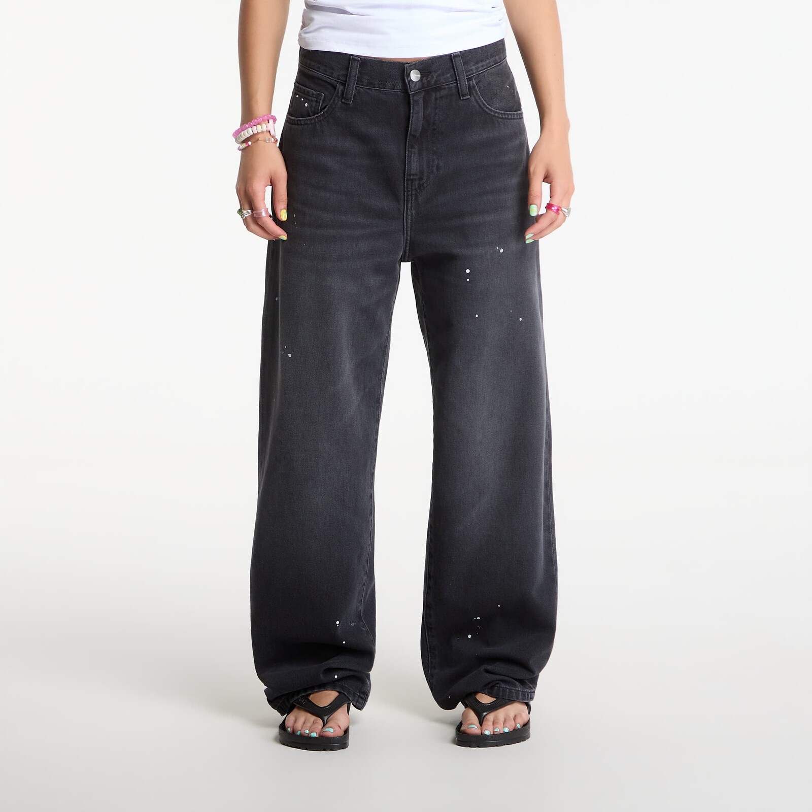 Pants Carhartt WIP W' Arin Pant Black Destroy Wash, Splatter 30