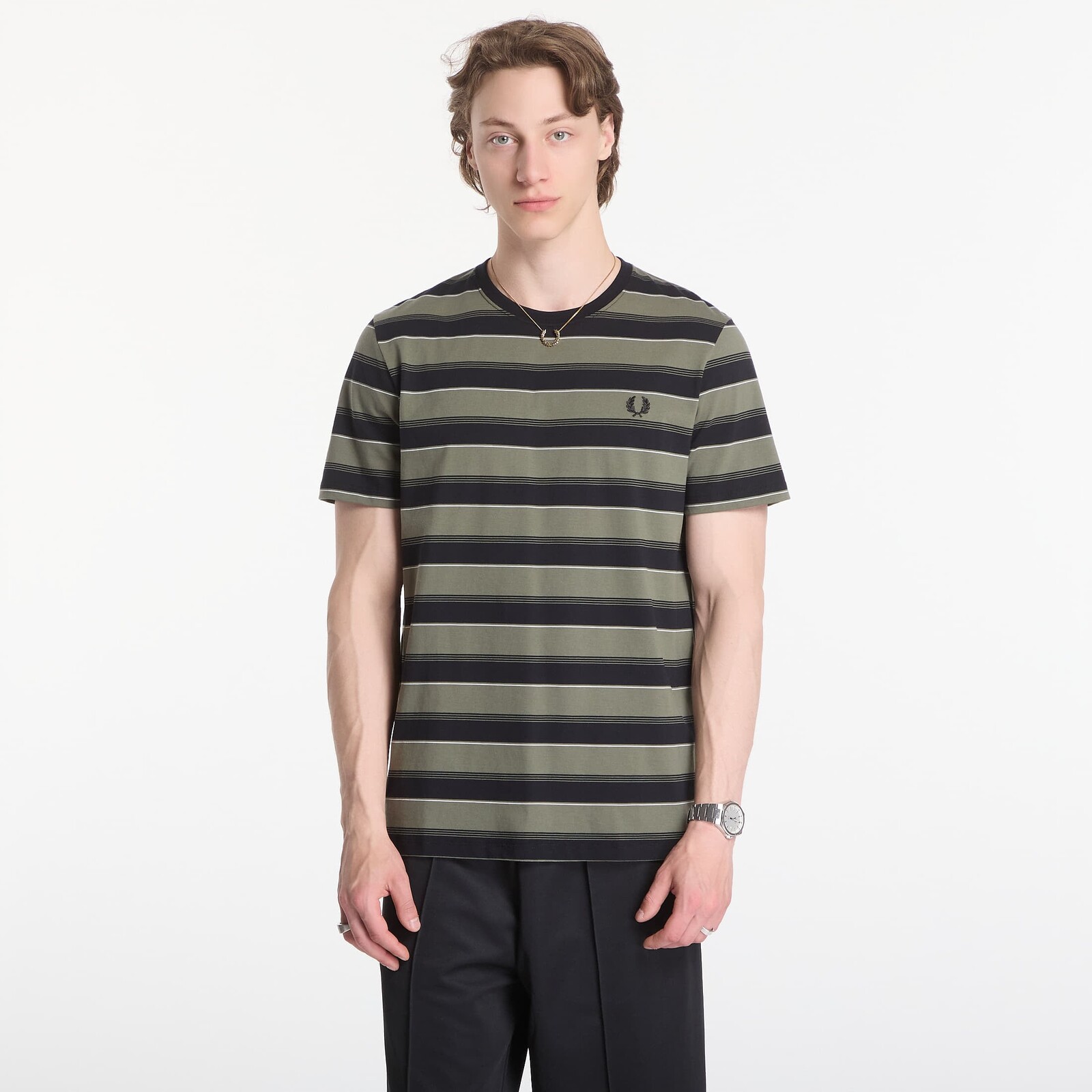T-shirt Fred Perry Fine Stripe T-Shirt Green XL