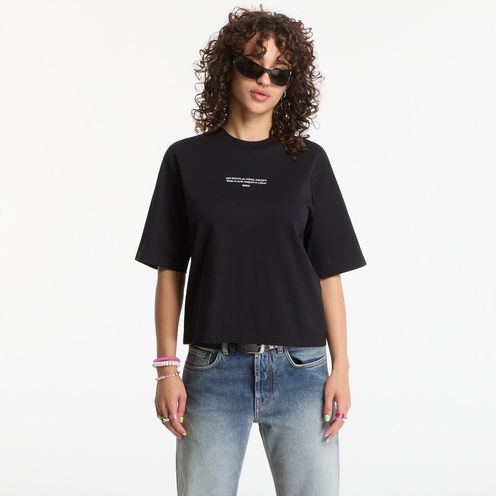 T-shirt Off-White Statement Boxy Tee Black L