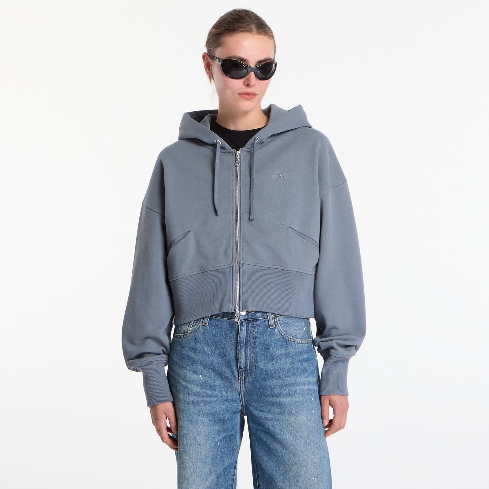 Sweatshirt Dime Cropped Zip Hoodie Granite XL