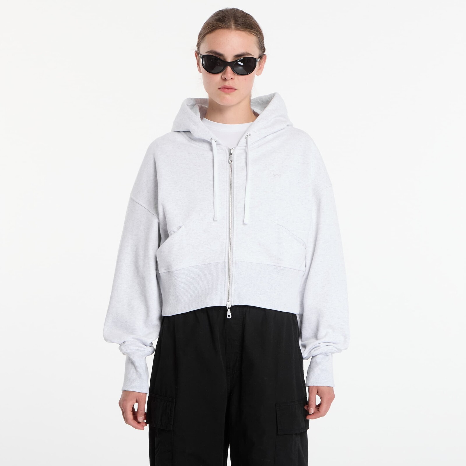 Sweatshirt Dime Cropped Zip Hoodie Ash XL