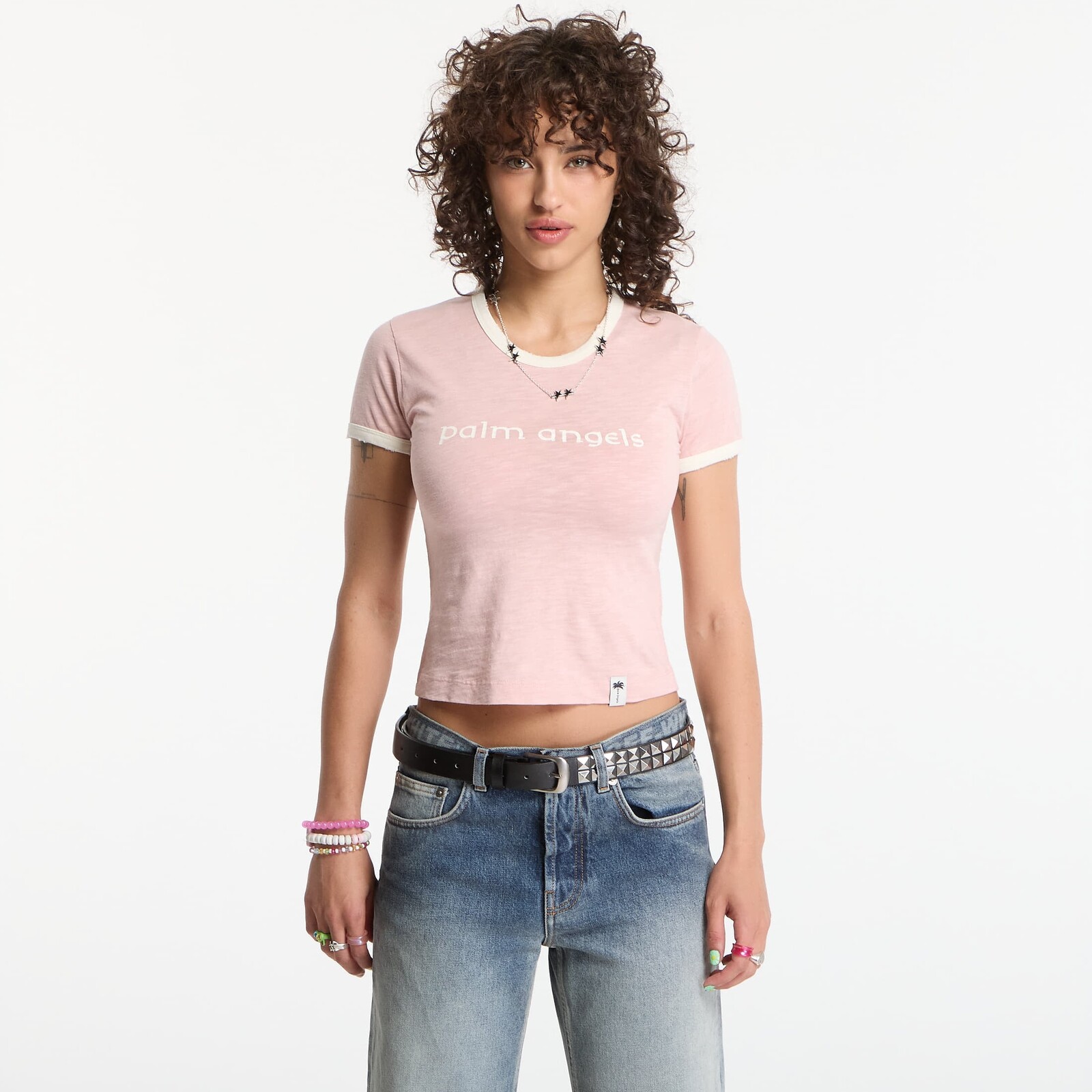 T-shirt Palm Angels Hollywood Slim Tee Rose Pink/ Off White L