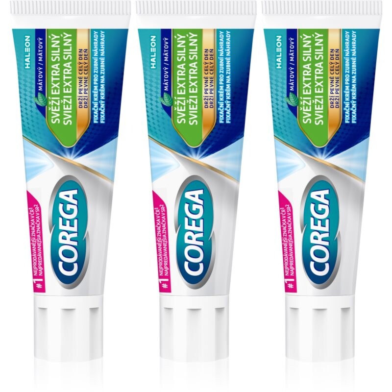 Corega Fresh Extra Strong denture adhesive 3x40 g
