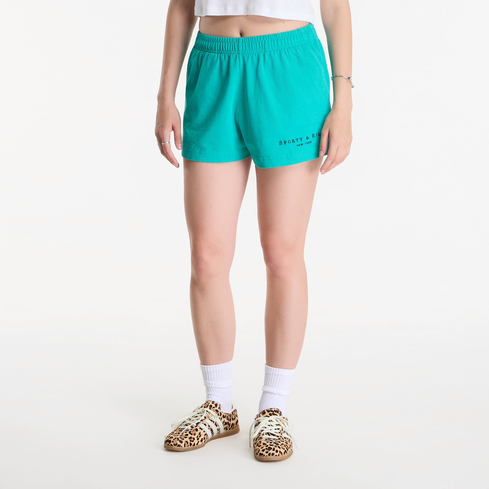 Sporty & Rich Title Embroidered Disco Short Amalfi Green L