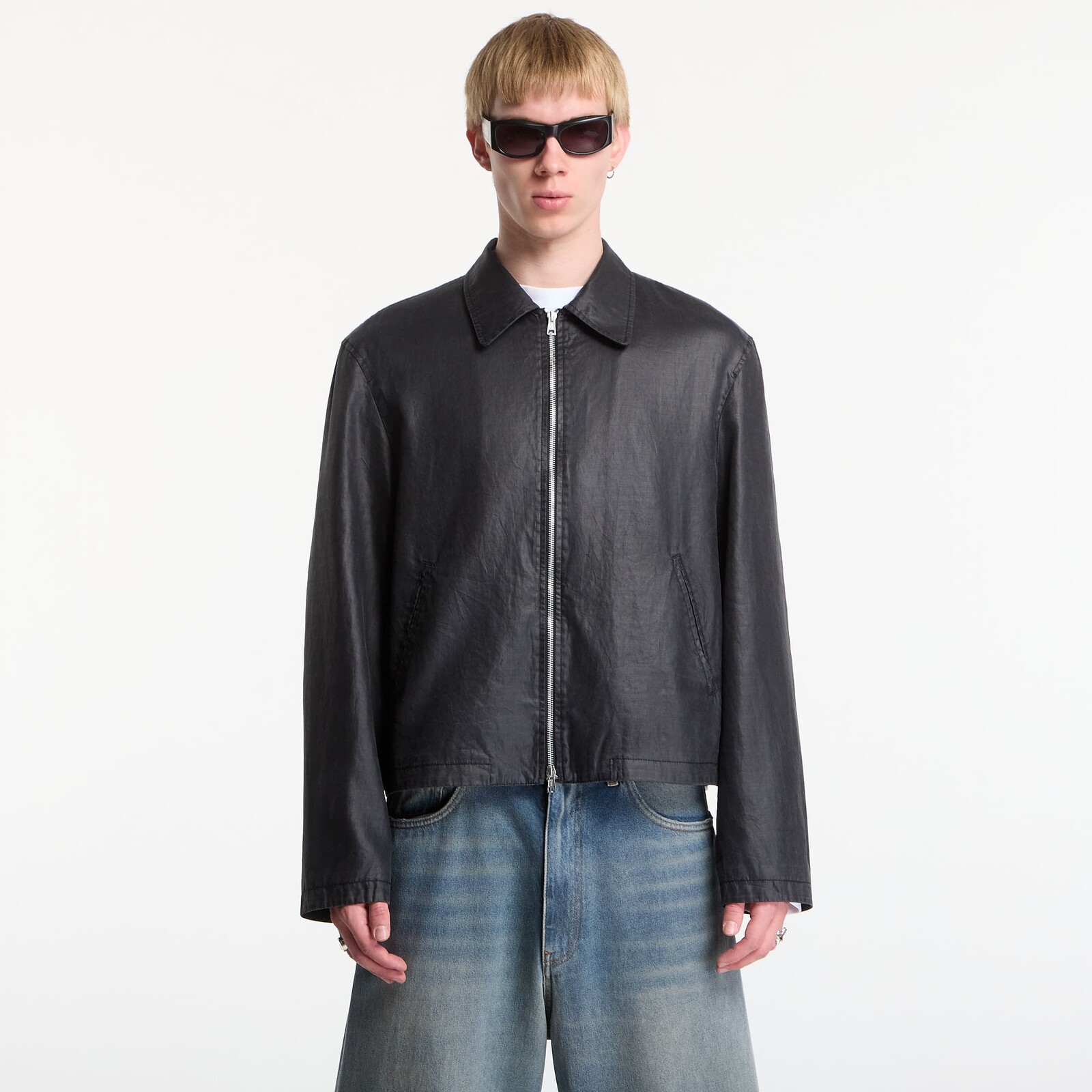 Jacket OUR LEGACY Mini Jacket Worker Lacquer Black Mirror Tencel 52