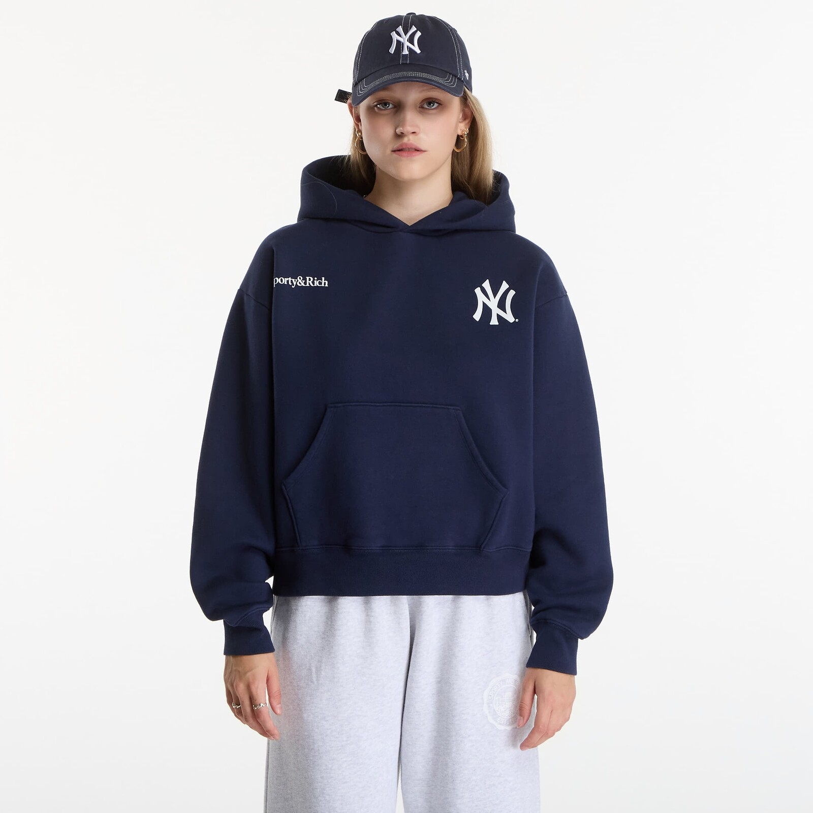 Sweatshirt Sporty & Rich Yankees Curve Hoodie UNISEX Dark Navy S