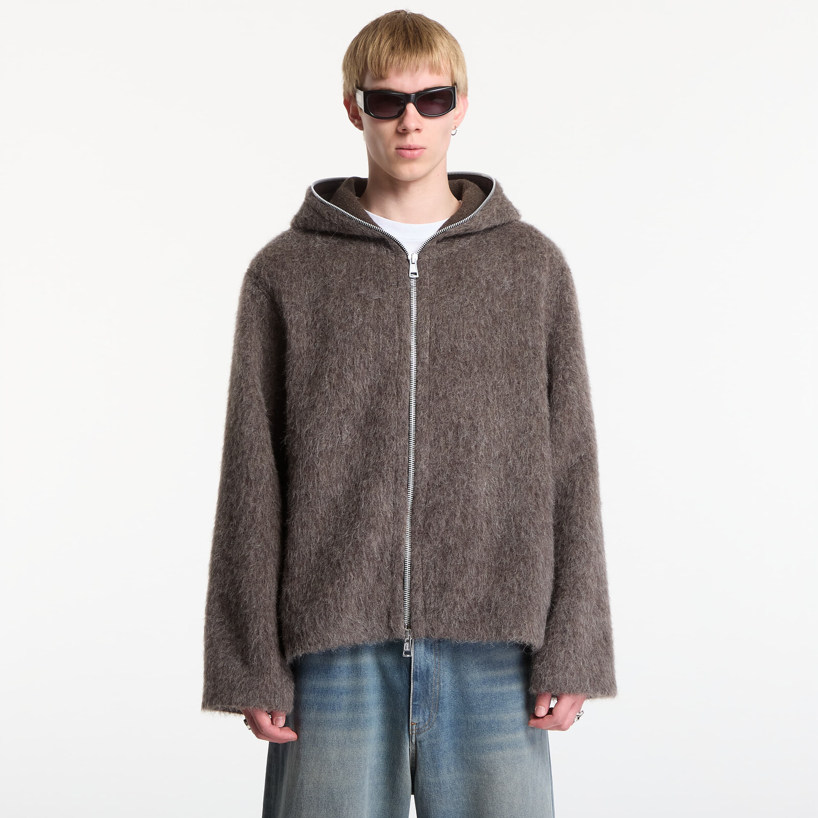 Sweatshirt OUR LEGACY Full Zip Hood Mole Grey Hairy Wool 54