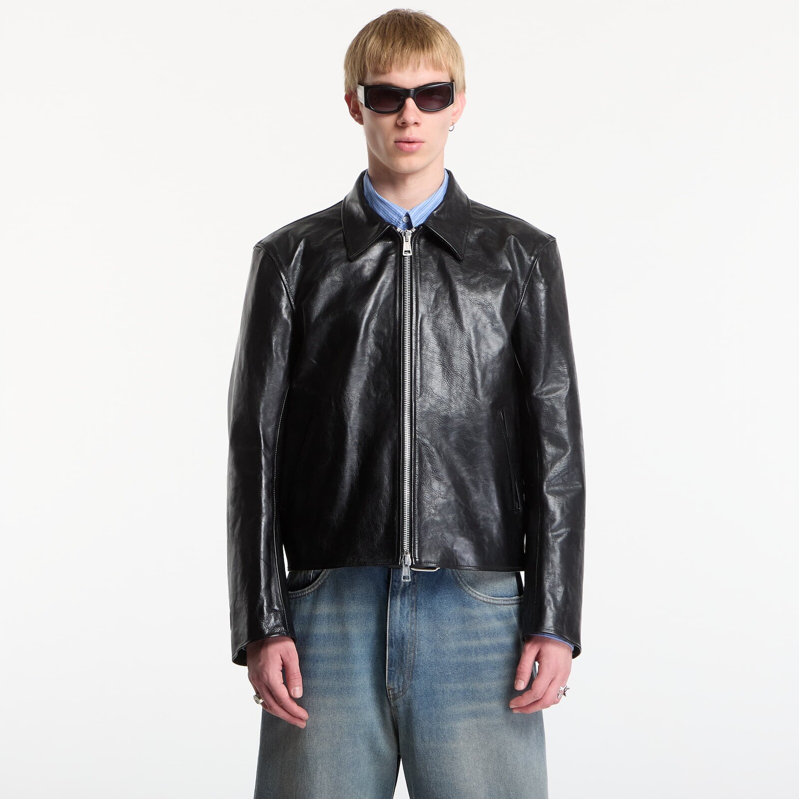 Jacket OUR LEGACY Mini Jacket Top Dyed Black Leather 54
