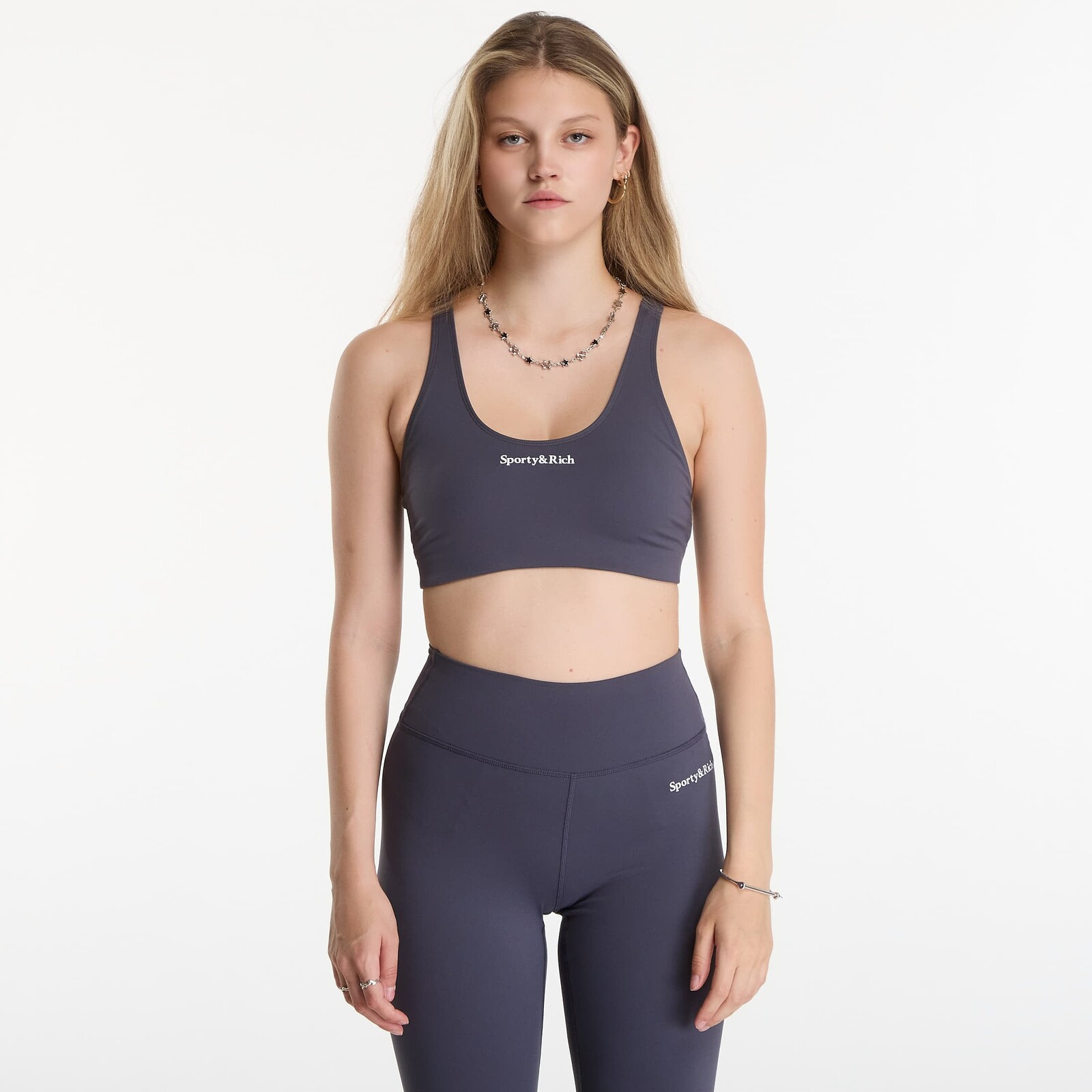 Sporty & Rich Serif Logo Sports Bra Carbon M