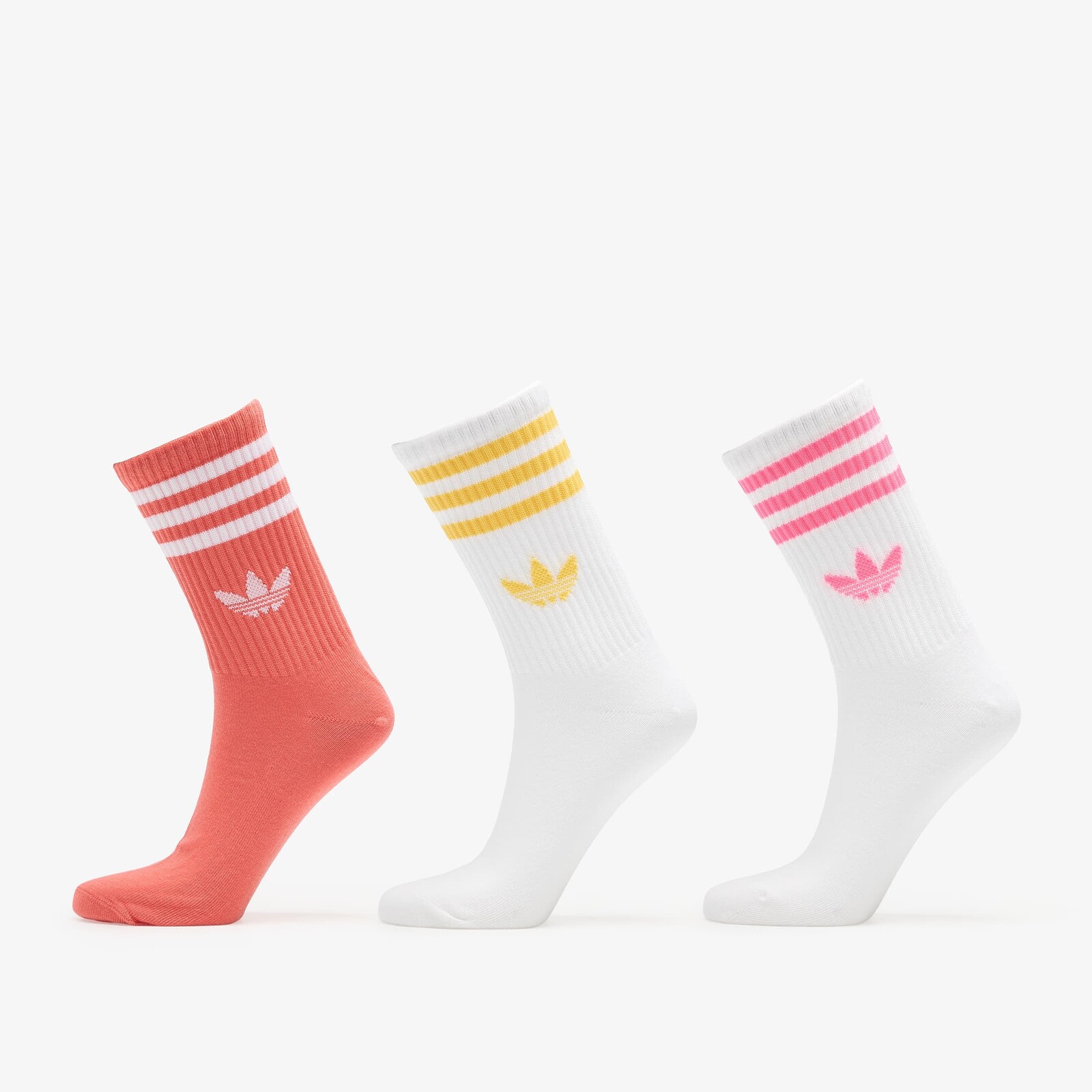 adidas 3-Stripes Crew Socks 3-Pack White/ Lucid Pink/ Preloved Scarlet S