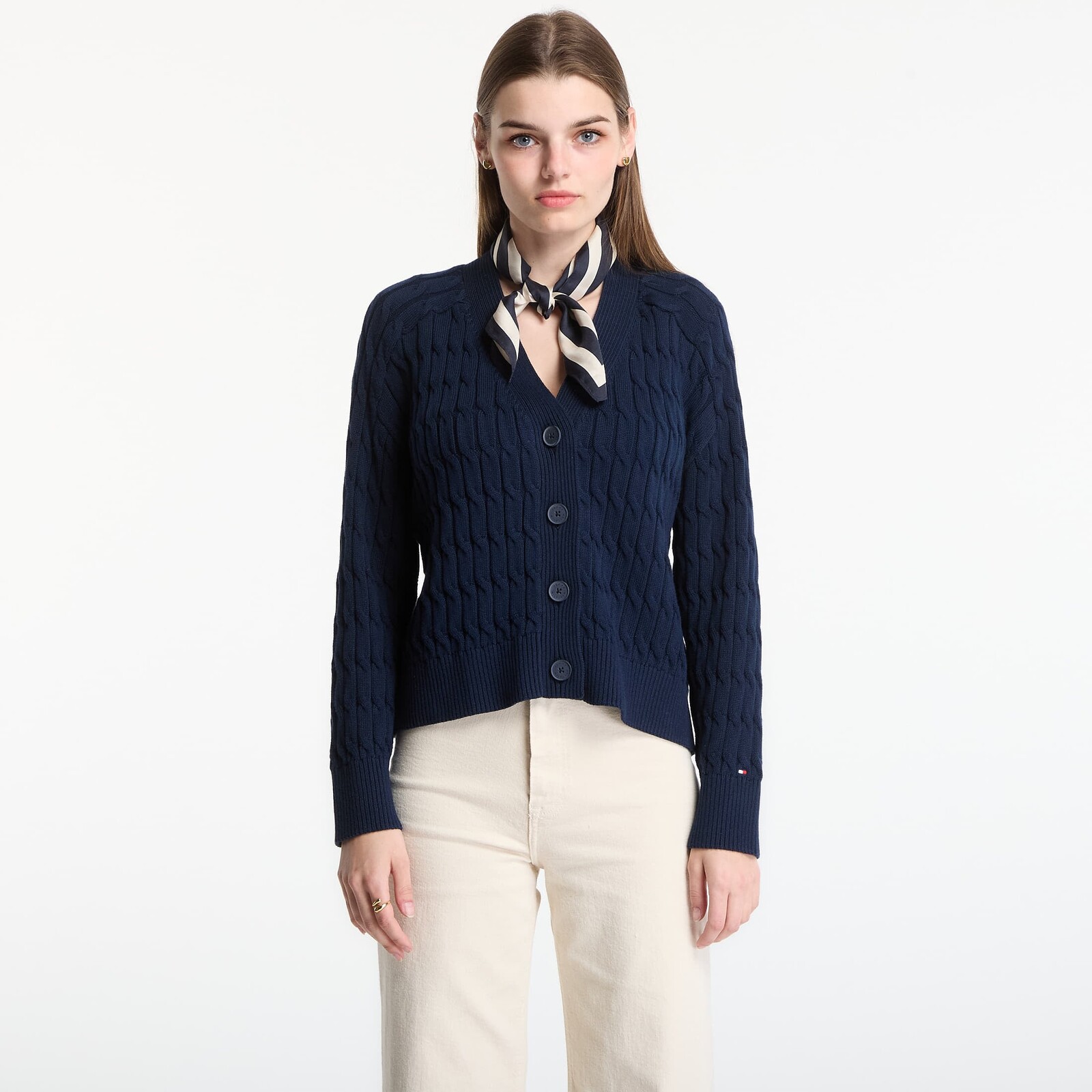 Sweater Tommy Hilfiger Mid Gg Cable V-Nk Ls Cardigan Dark Night Navy L