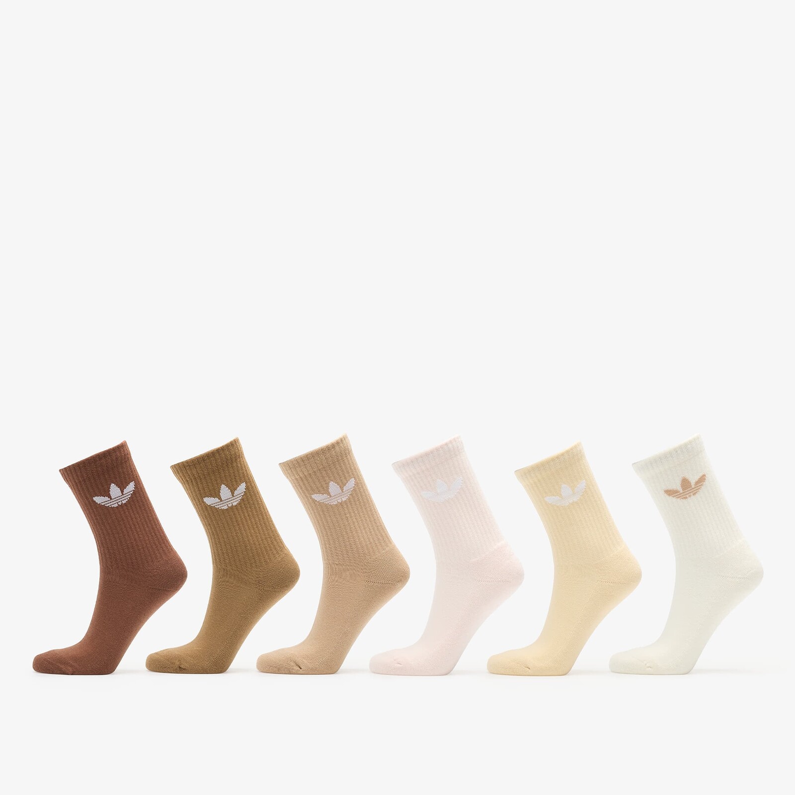 adidas Trefoil Cushion Crew Socks 6-Pack Cream White/ Wonder Quartz M