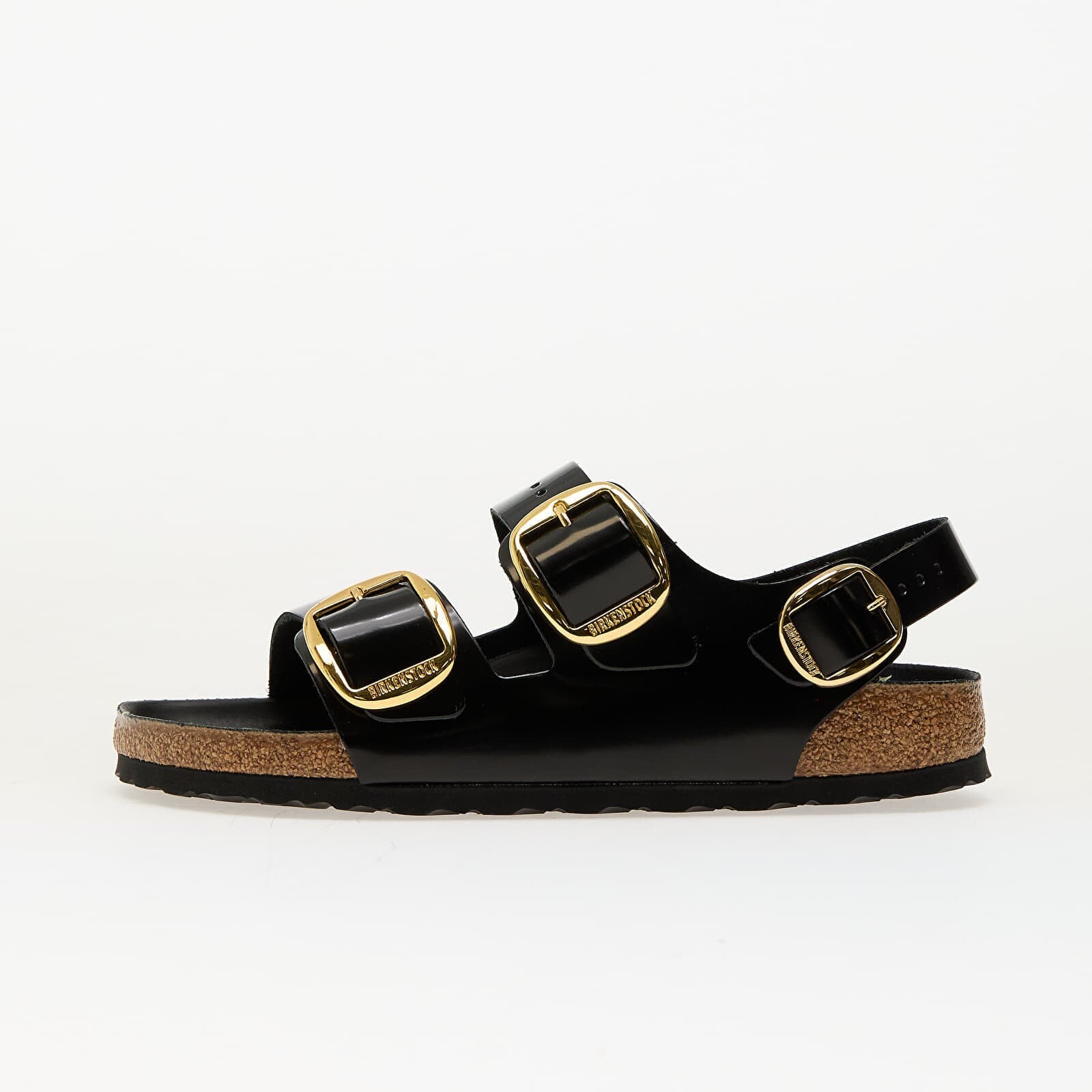 Sneakers Birkenstock Milano Big Buckle Natural Leather Patent High-Shine Black UK 3.5