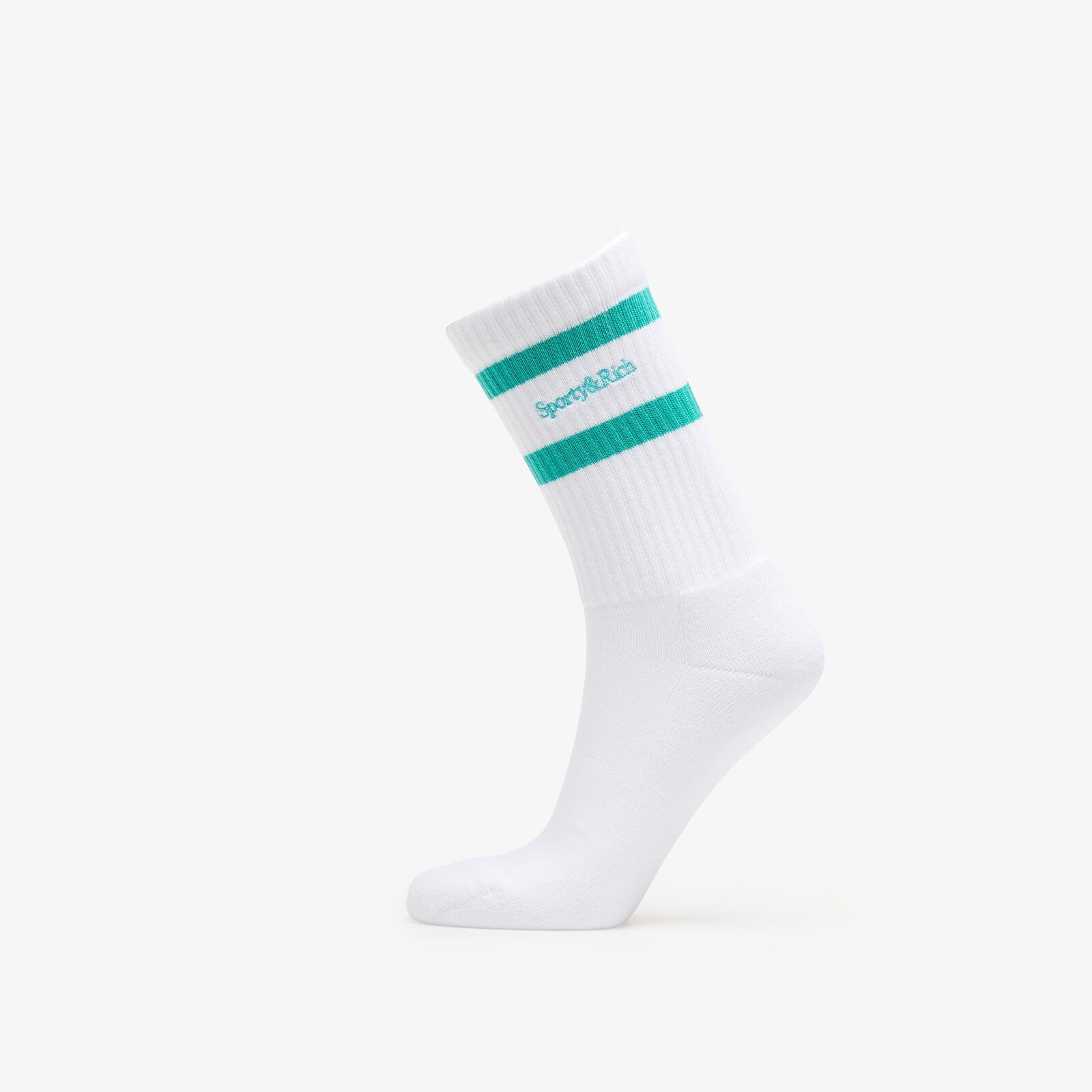 Sporty & Rich Serif Logo Socks White/ Amalfi Green Universal