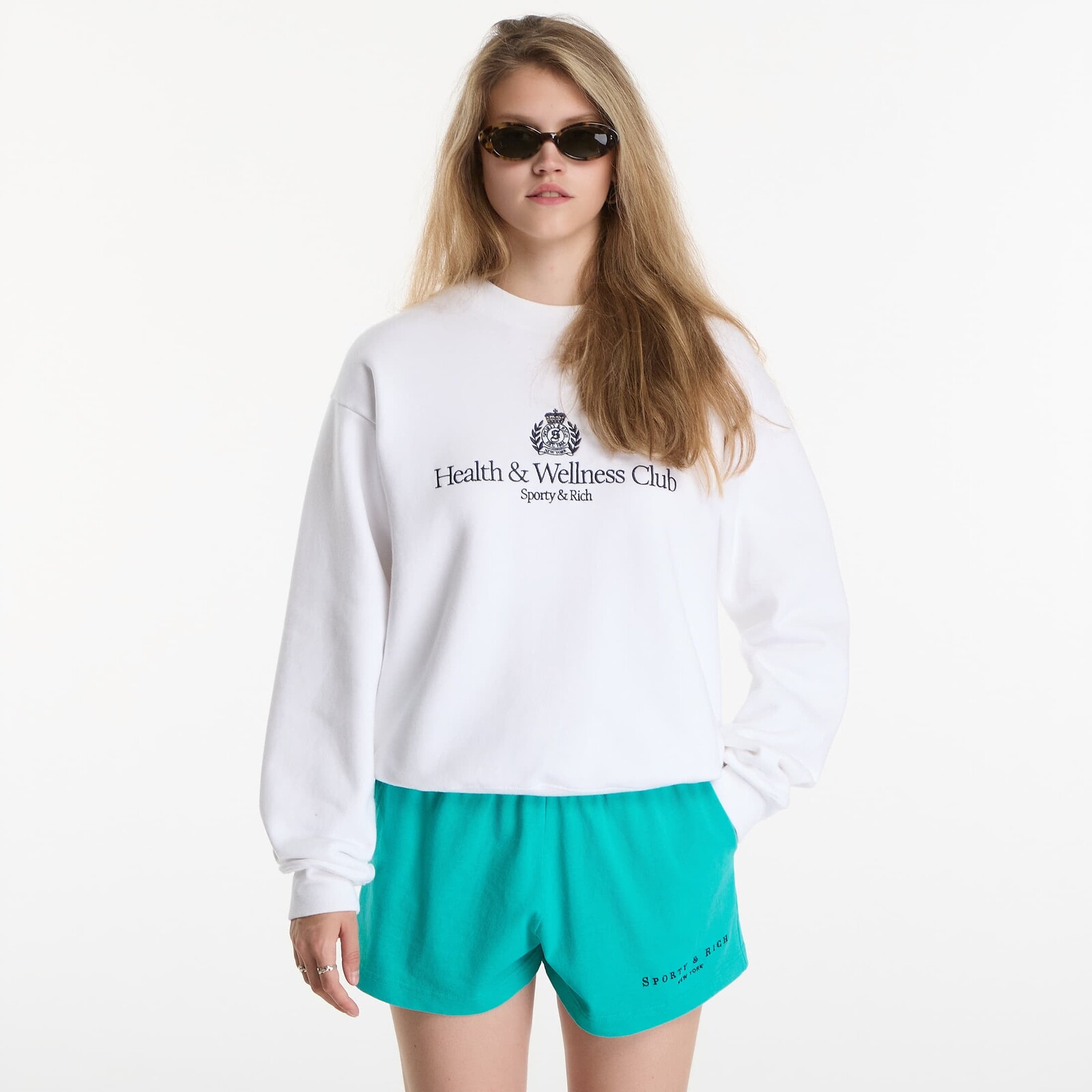 Sweatshirt Sporty & Rich H&W Crest Embroidered Crewneck UNISEX White M