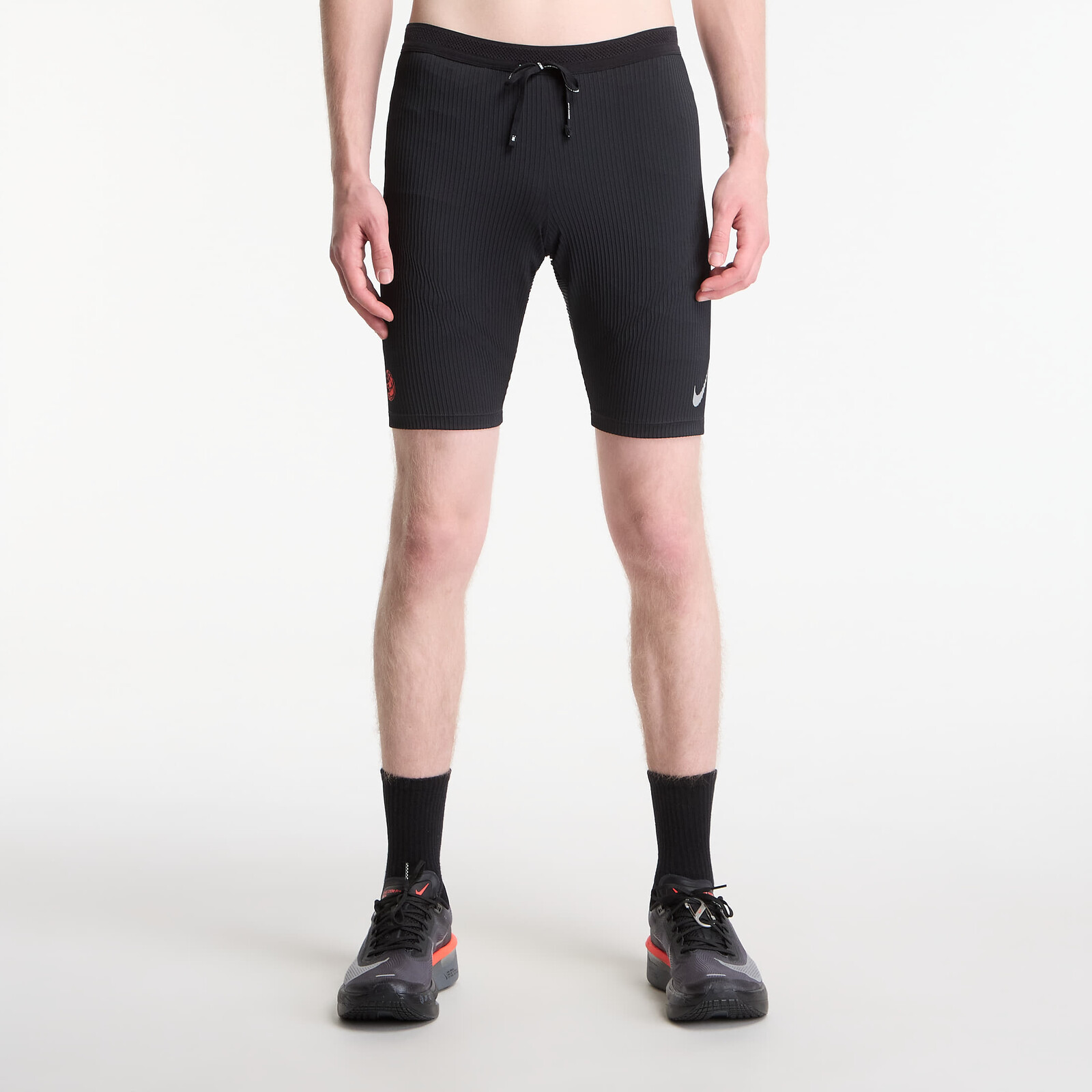 Pants Nike AeroSwift Men's Dri-FIT ADV Brief-Lined 1/2-Length Running Tights Black/ Dk Smoke Grey/ Bright Crimson M