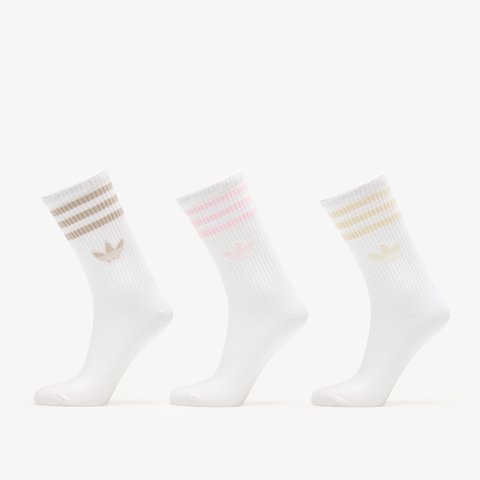 adidas 3-Stripes Crew Socks 3-Pack Wonder White/ Clear Pink/ Wonder Beige M