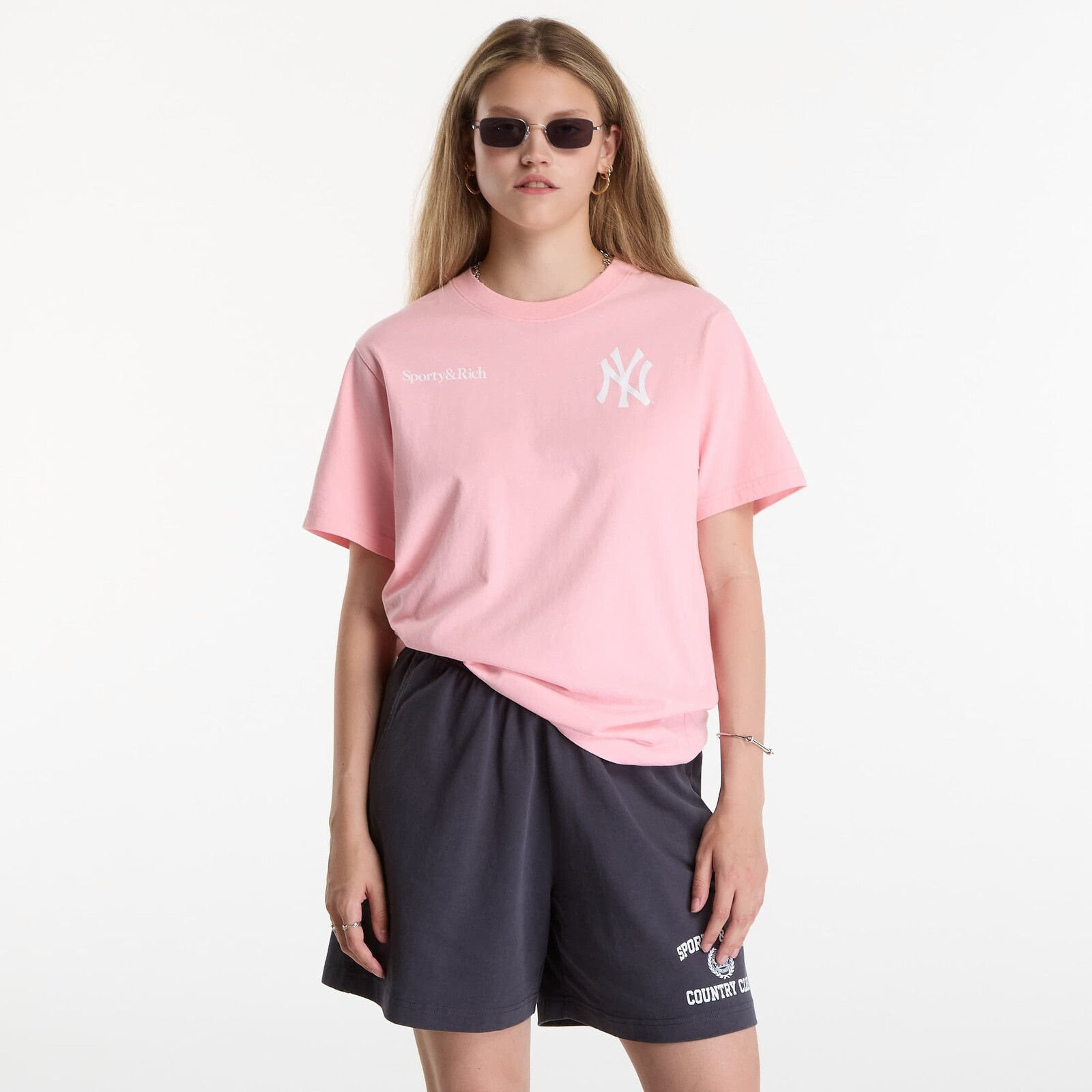 T-shirt Sporty & Rich Yankees Arch Tshirt UNISEX Candy/ White S