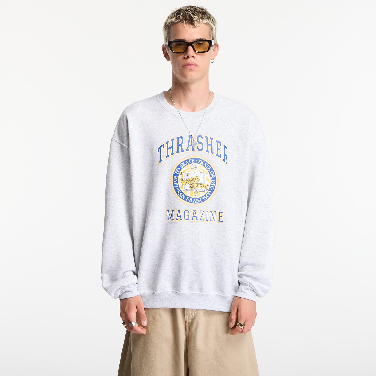 Sweatshirt Thrasher Dropout Crewneck Grey M