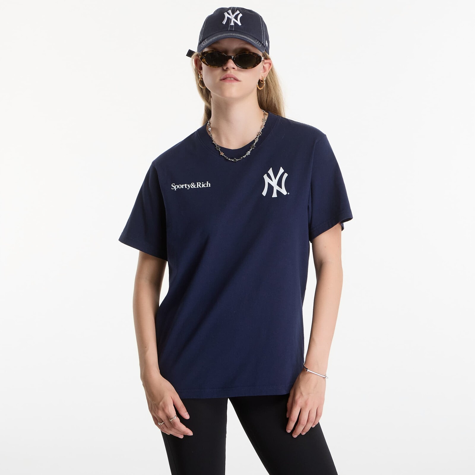T-shirt Sporty & Rich Yankees Arch Tshirt UNISEX Dark Navy/ White S
