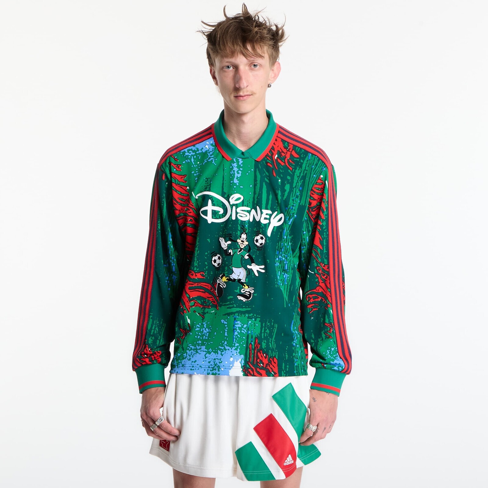 T-shirt adidas Brain Dead Disney Long Sleeve Jersey Red/ Bold Green/ Blue L