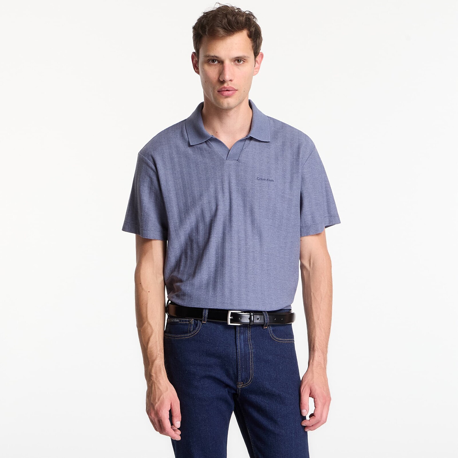 T-shirt Calvin Klein Ss Easy Vertical Stripe Textured Polo Blue Nomad XL