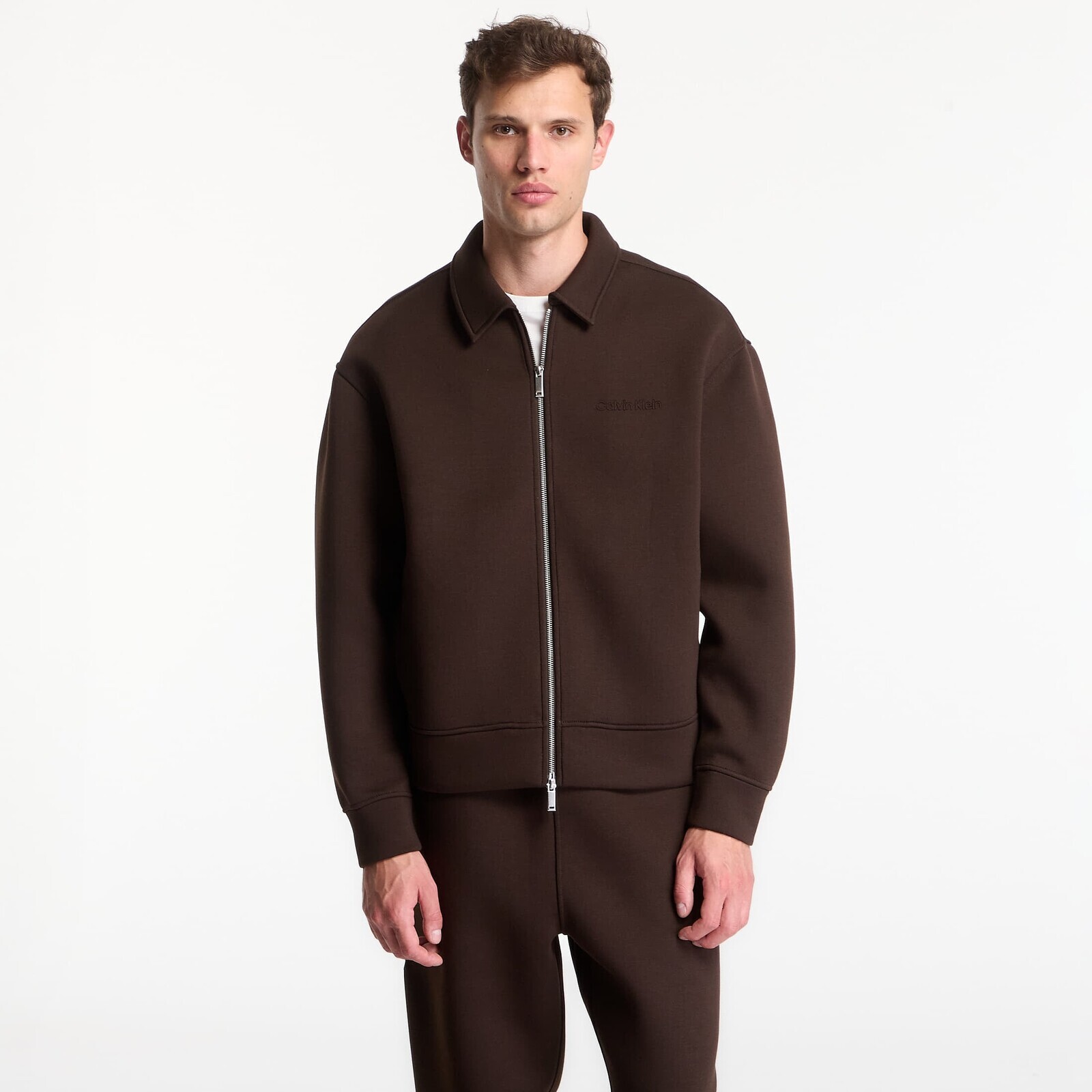 Jacket Calvin Klein Ls Cooling Spacer Fz Shirt Jacket Dark Coffee L