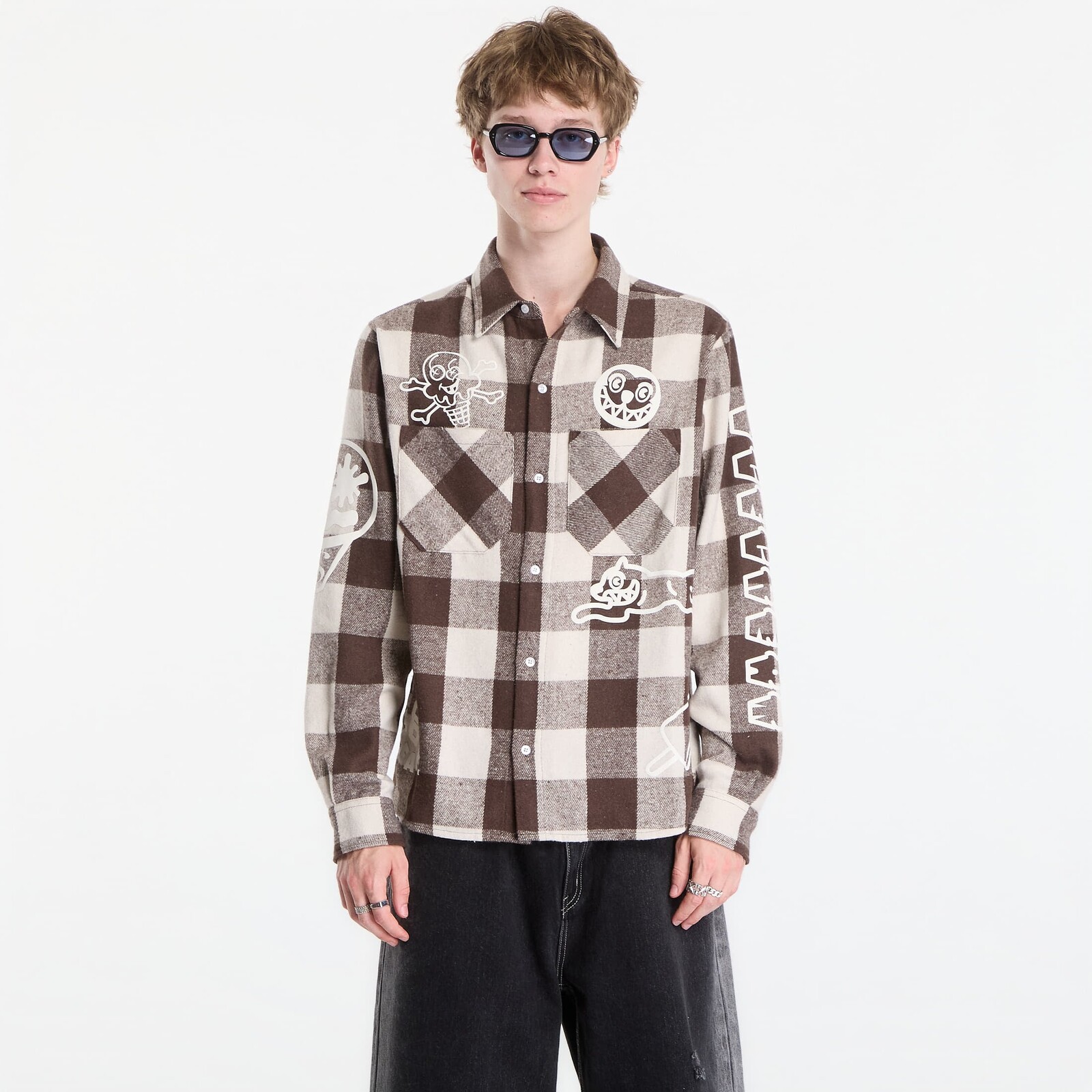 Shirt Billionaire Boys Club Icecream Multi Logo Check Ls Shirt Brown XL