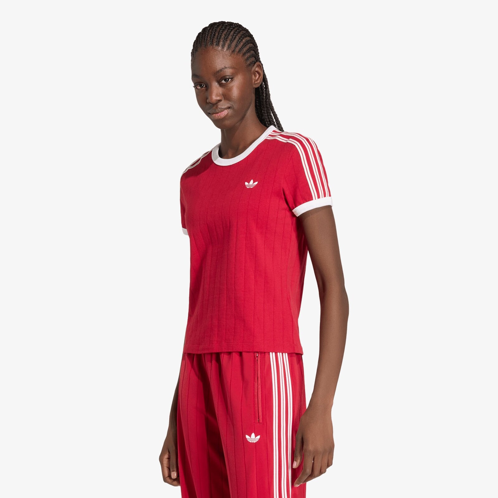 T-shirt adidas Pinstripe Short Sleeve Slim Tee Team Victory Red/ White/ Team Victory Red S