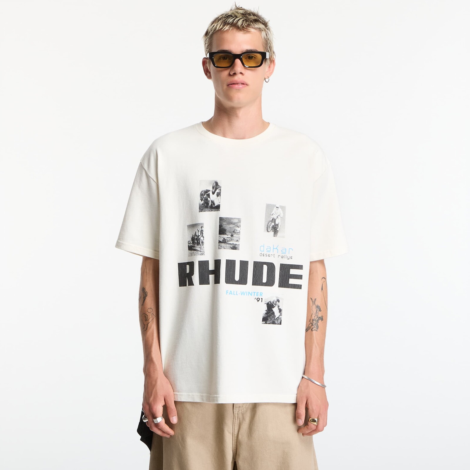 T-shirt Rhude Winter 91 Rallye Tee Vintage White/ Black/ Blue XL
